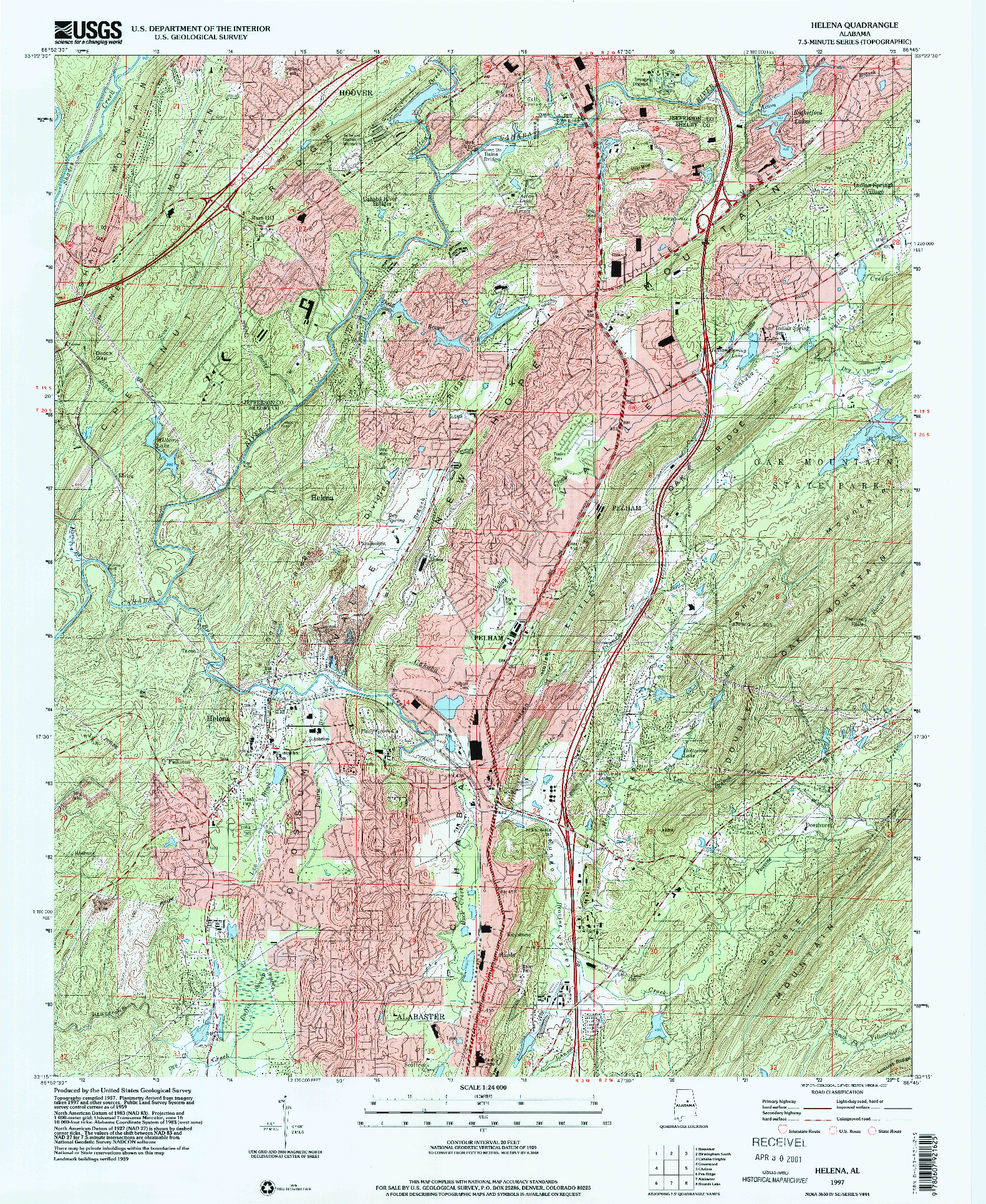 USGS 1:24000-SCALE QUADRANGLE FOR HELENA, AL 1997