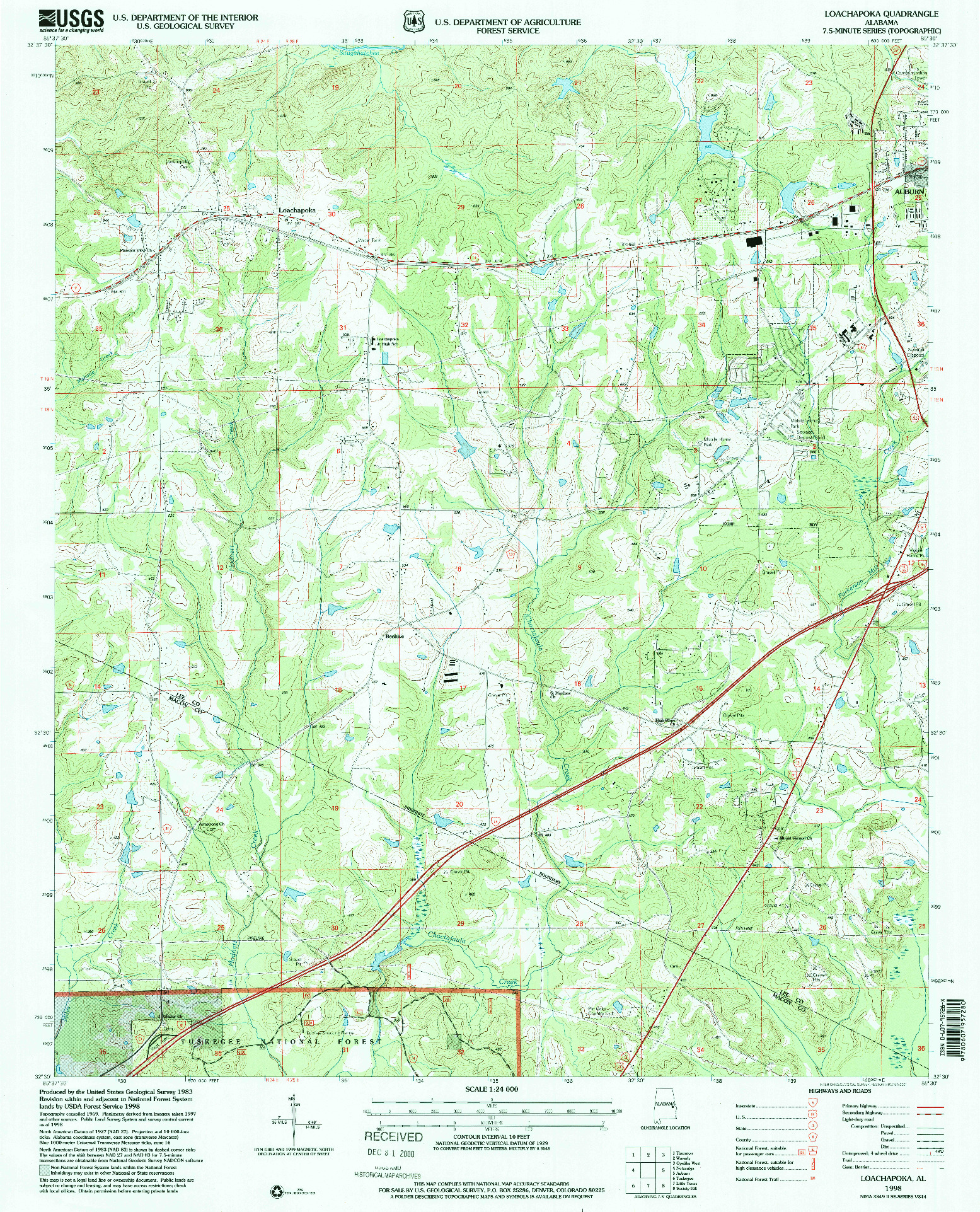 USGS 1:24000-SCALE QUADRANGLE FOR LOACHAPOKA, AL 1998