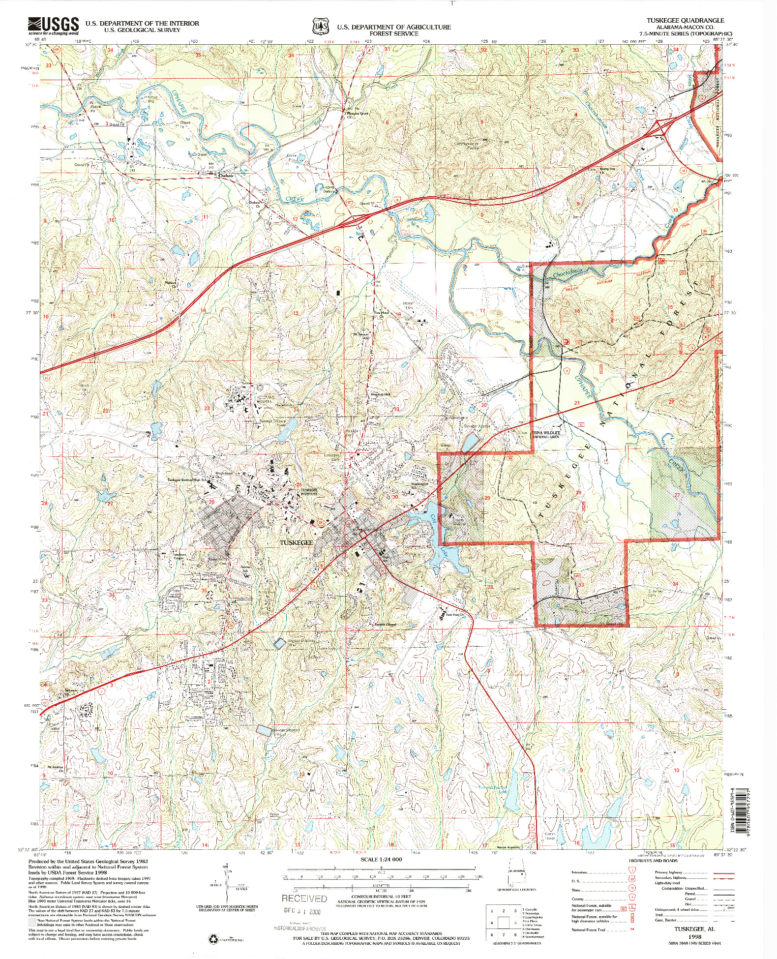 USGS 1:24000-SCALE QUADRANGLE FOR TUSKEGEE, AL 1998