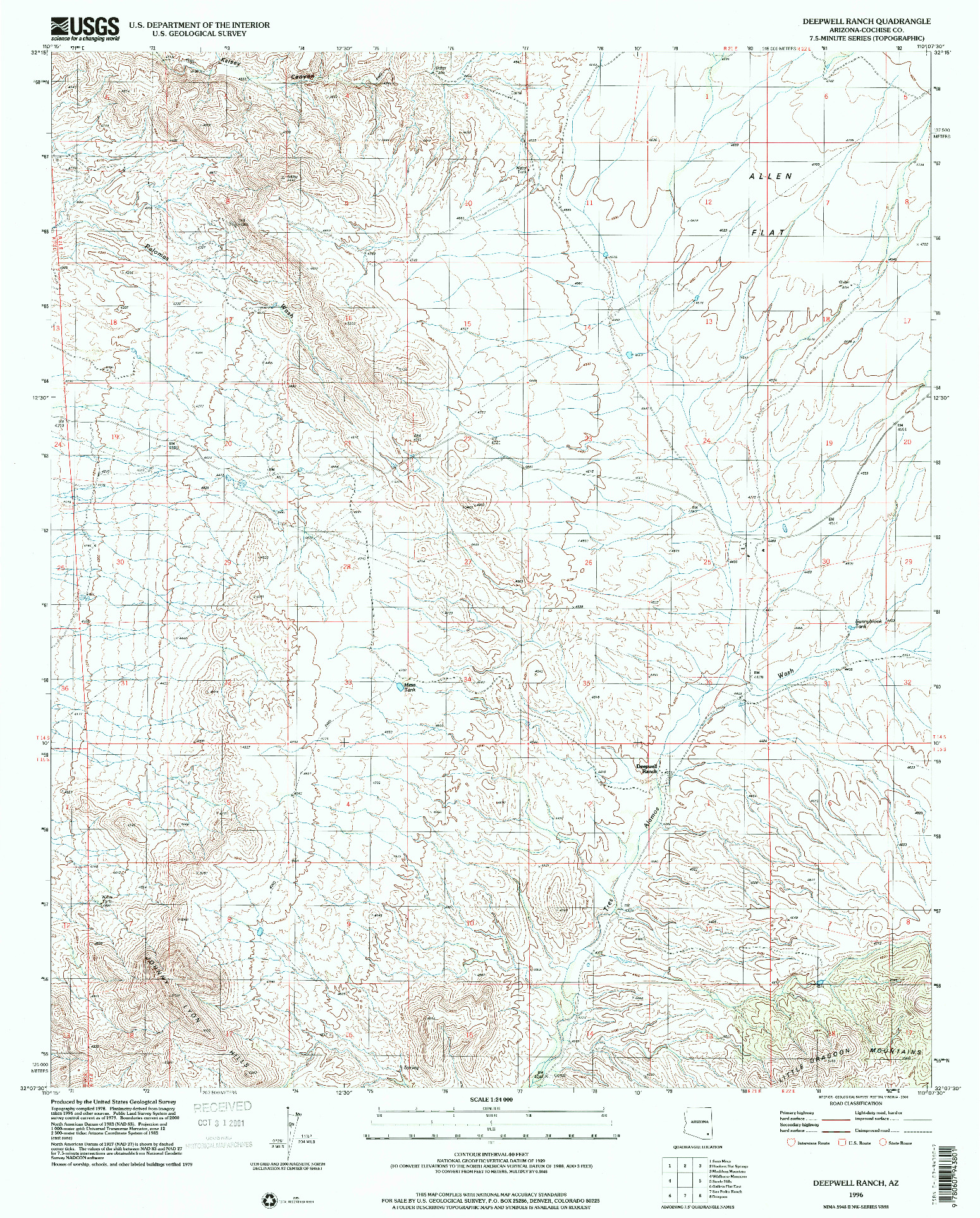 USGS 1:24000-SCALE QUADRANGLE FOR DEEPWELL RANCH, AZ 1996