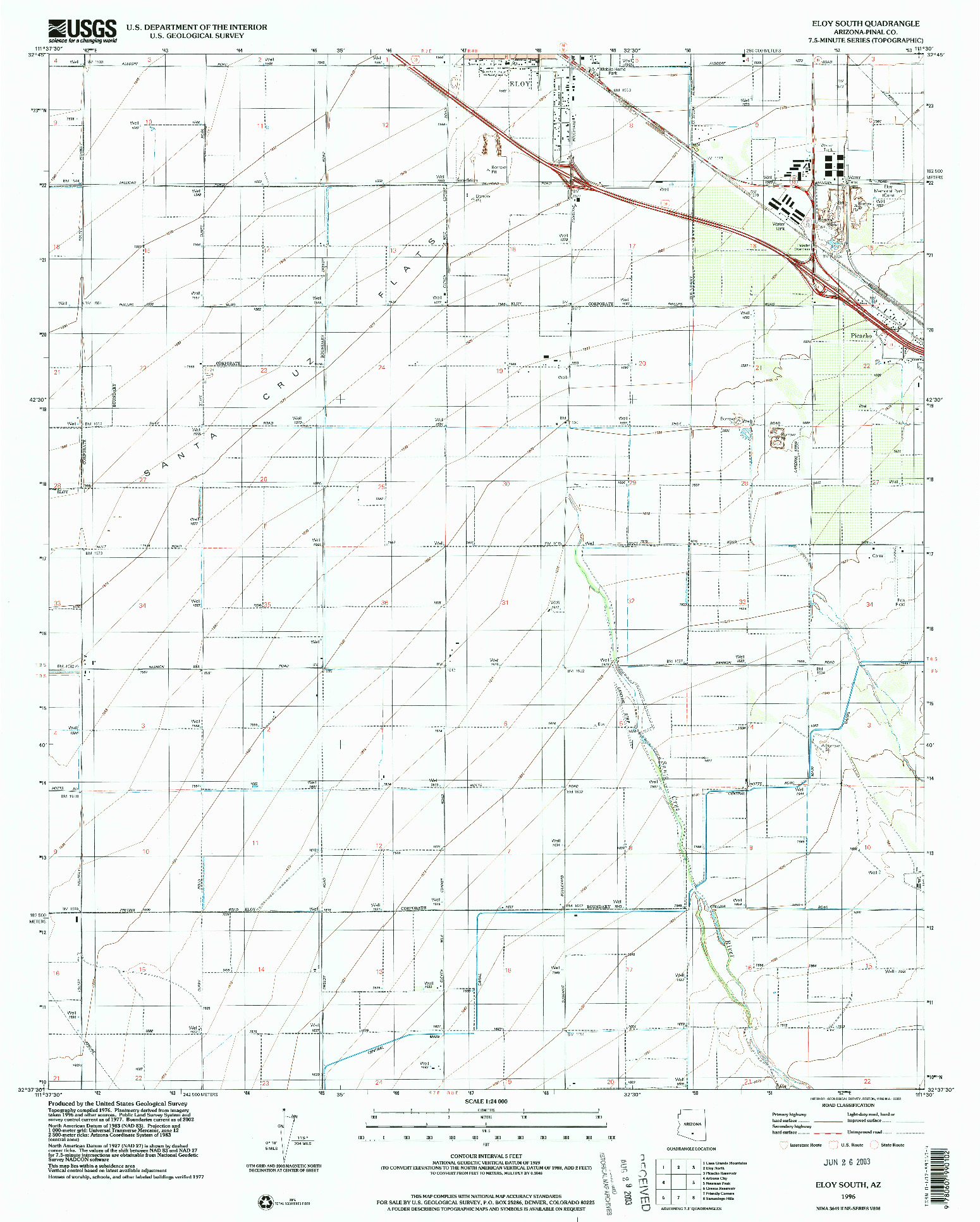 USGS 1:24000-SCALE QUADRANGLE FOR ELOY SOUTH, AZ 1996