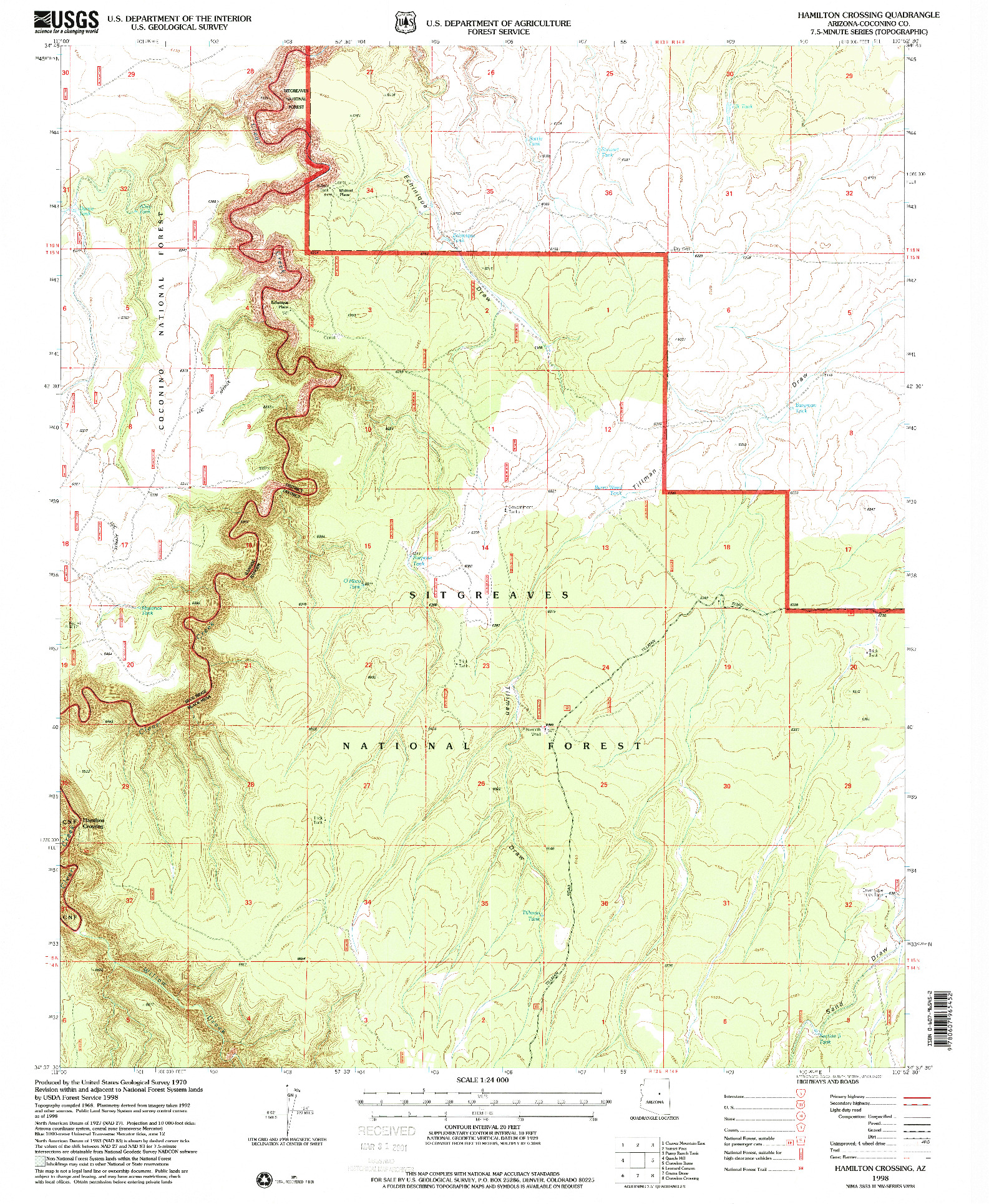 USGS 1:24000-SCALE QUADRANGLE FOR HAMILTON CROSSING, AZ 1998