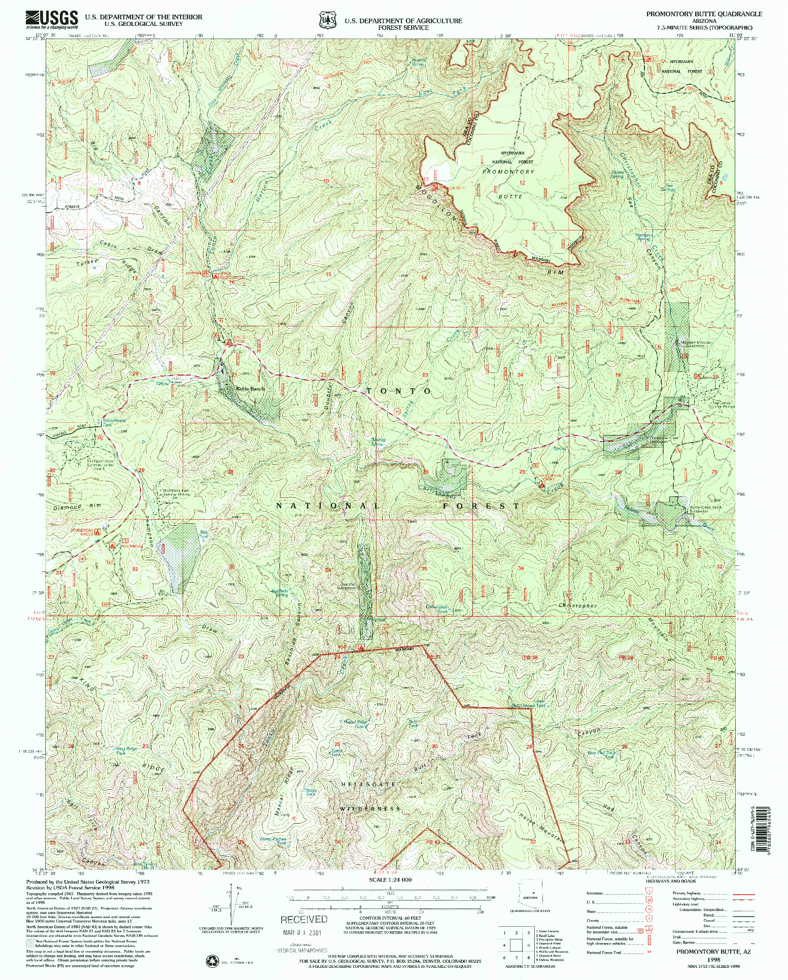 USGS 1:24000-SCALE QUADRANGLE FOR PROMONTORY BUTTE, AZ 1998