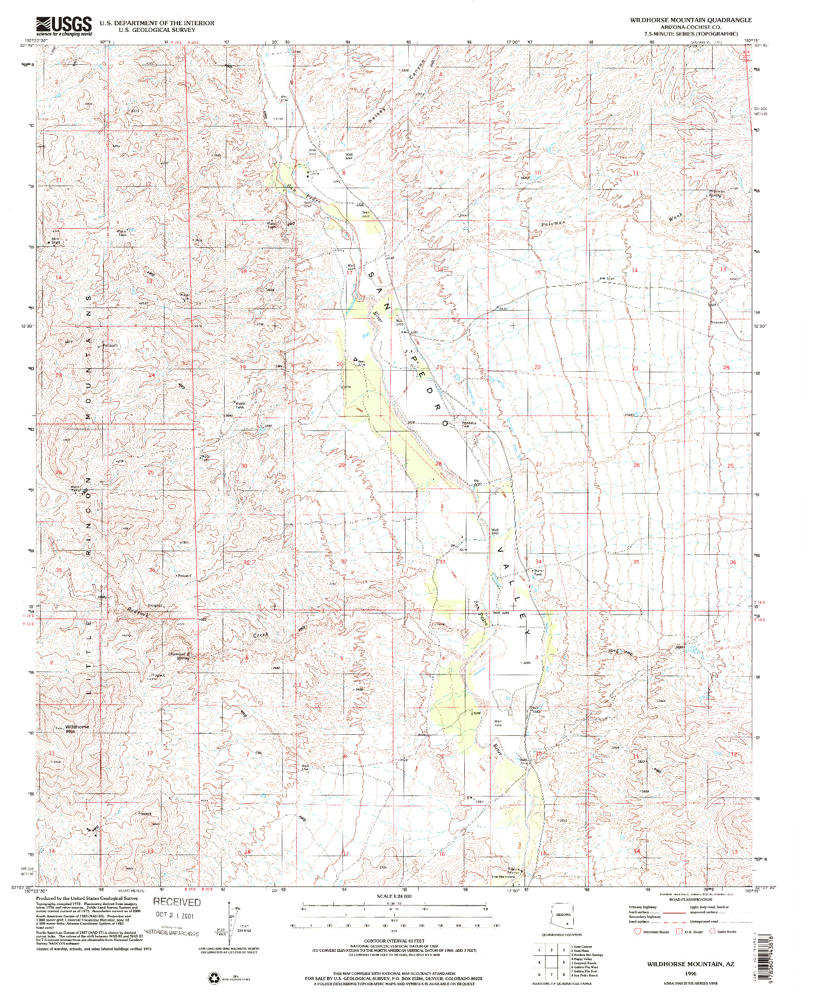 USGS 1:24000-SCALE QUADRANGLE FOR WILDHORSE MOUNTAIN, AZ 1996