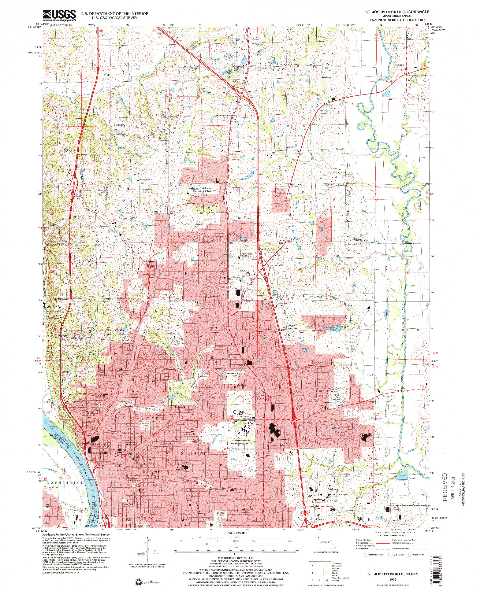 USGS 1:24000-SCALE QUADRANGLE FOR ST. JOSEPH NORTH, MO 1997