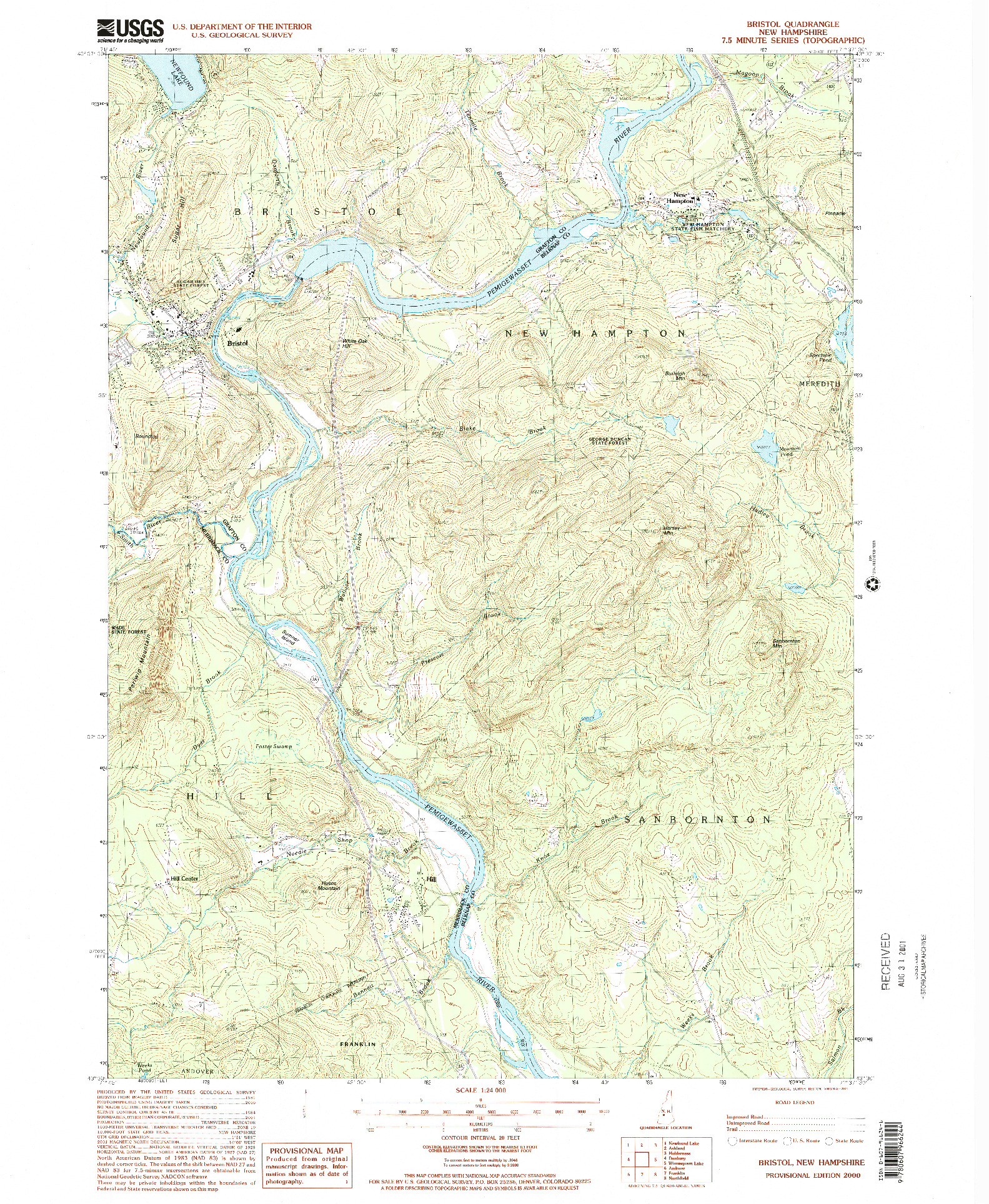 USGS 1:24000-SCALE QUADRANGLE FOR BRISTOL, NH 2000