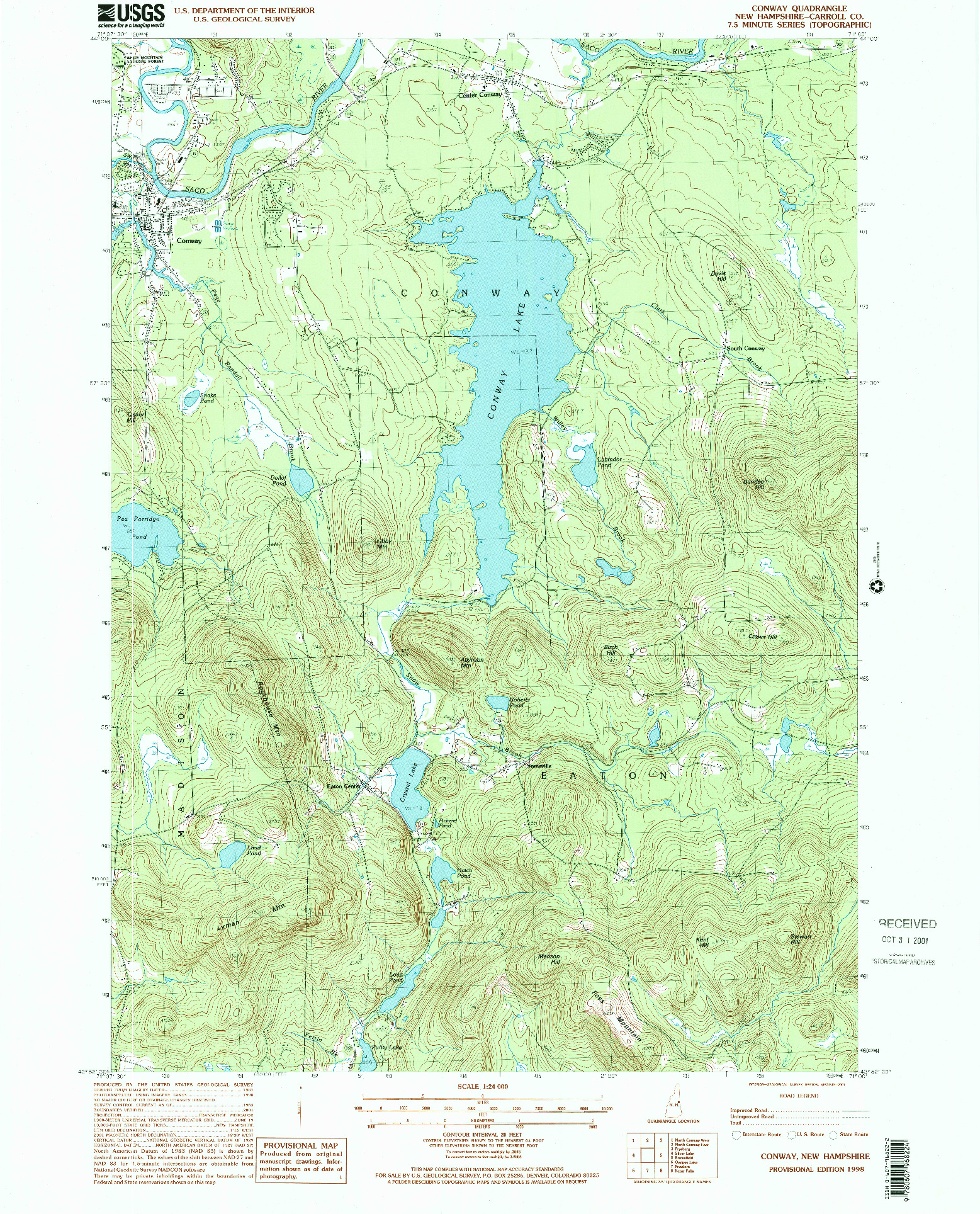USGS 1:24000-SCALE QUADRANGLE FOR CONWAY, NH 1998