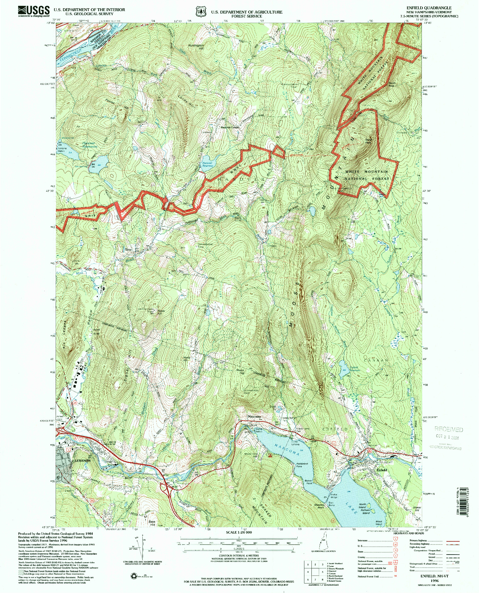 USGS 1:24000-SCALE QUADRANGLE FOR ENFIELD, NH 1996