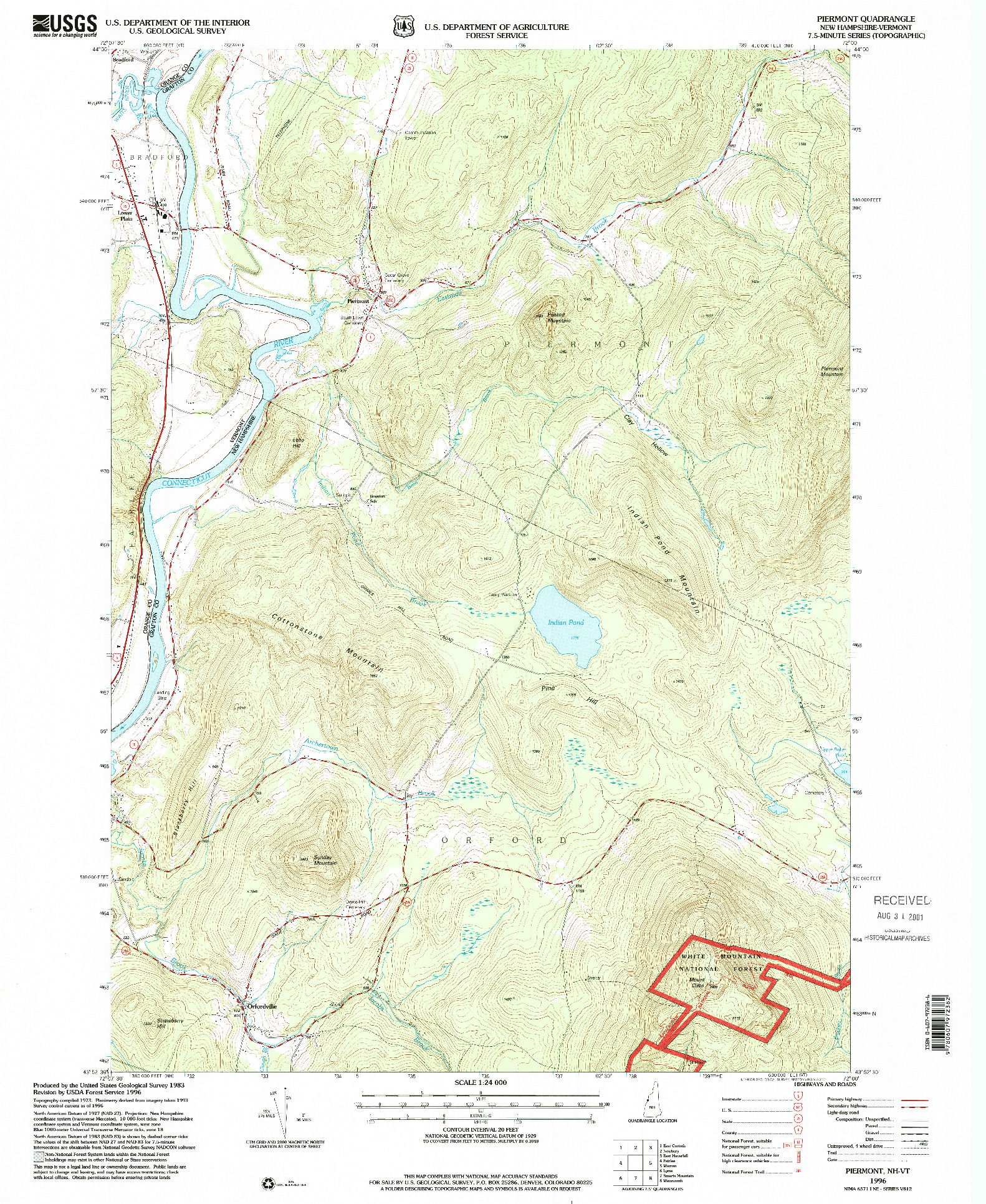 USGS 1:24000-SCALE QUADRANGLE FOR PIERMONT, NH 1996