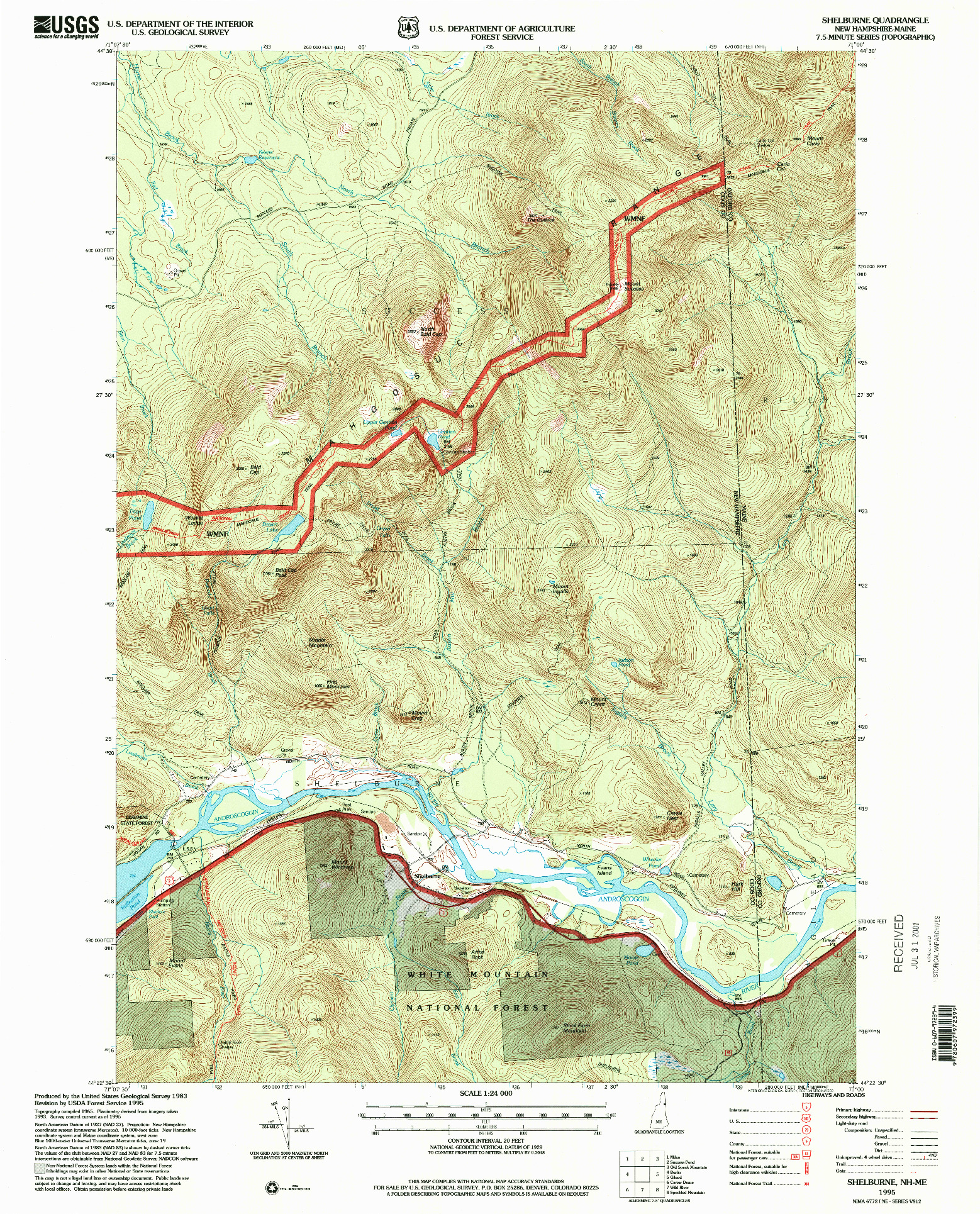 USGS 1:24000-SCALE QUADRANGLE FOR SHELBURNE, NH 1995
