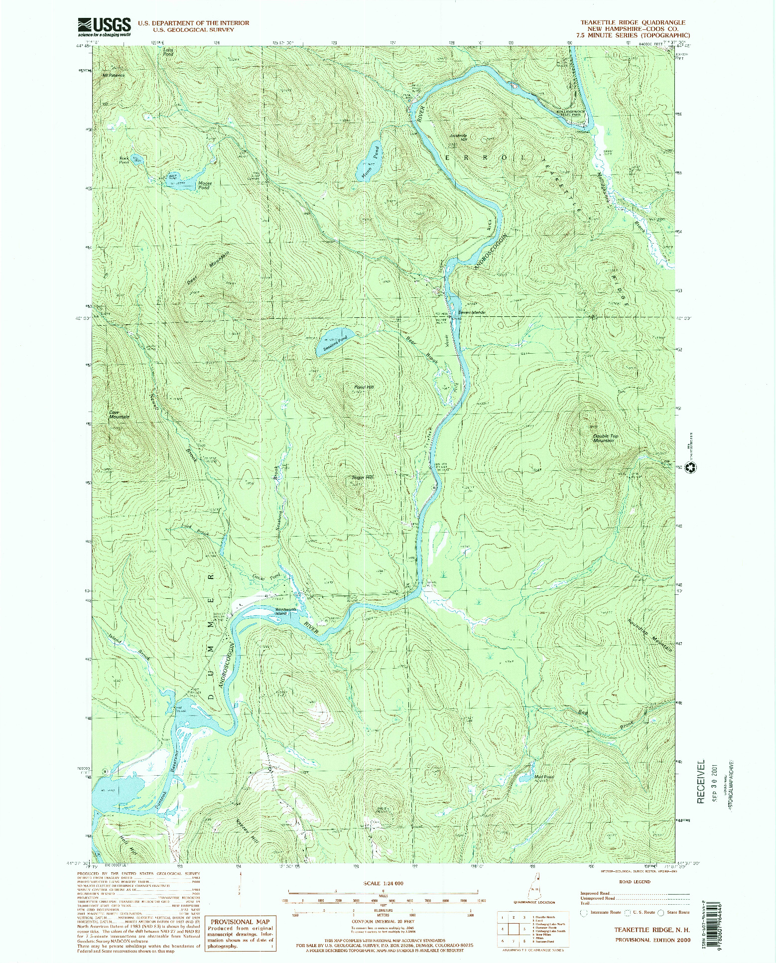 USGS 1:24000-SCALE QUADRANGLE FOR TEAKETTLE RIDGE, NH 2000