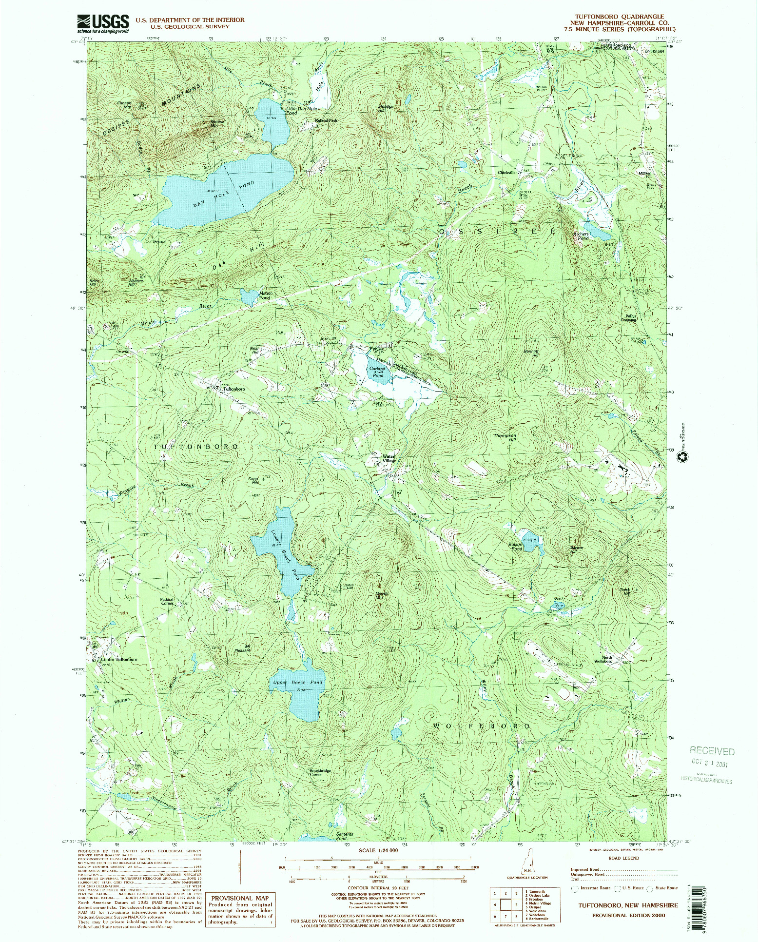 USGS 1:24000-SCALE QUADRANGLE FOR TUFTONBORO, NH 2000