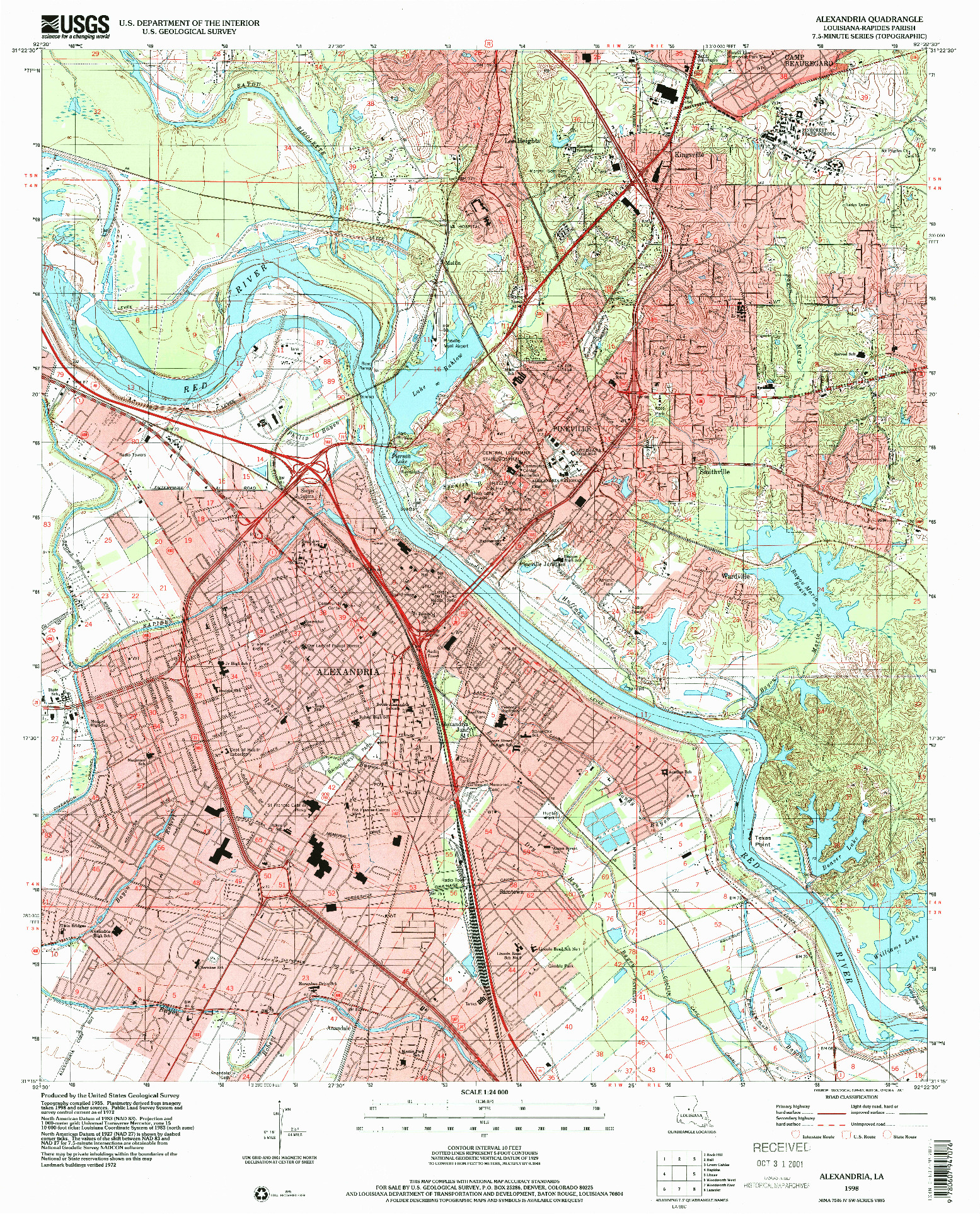 USGS 1:24000-SCALE QUADRANGLE FOR ALEXANDRIA, LA 1998