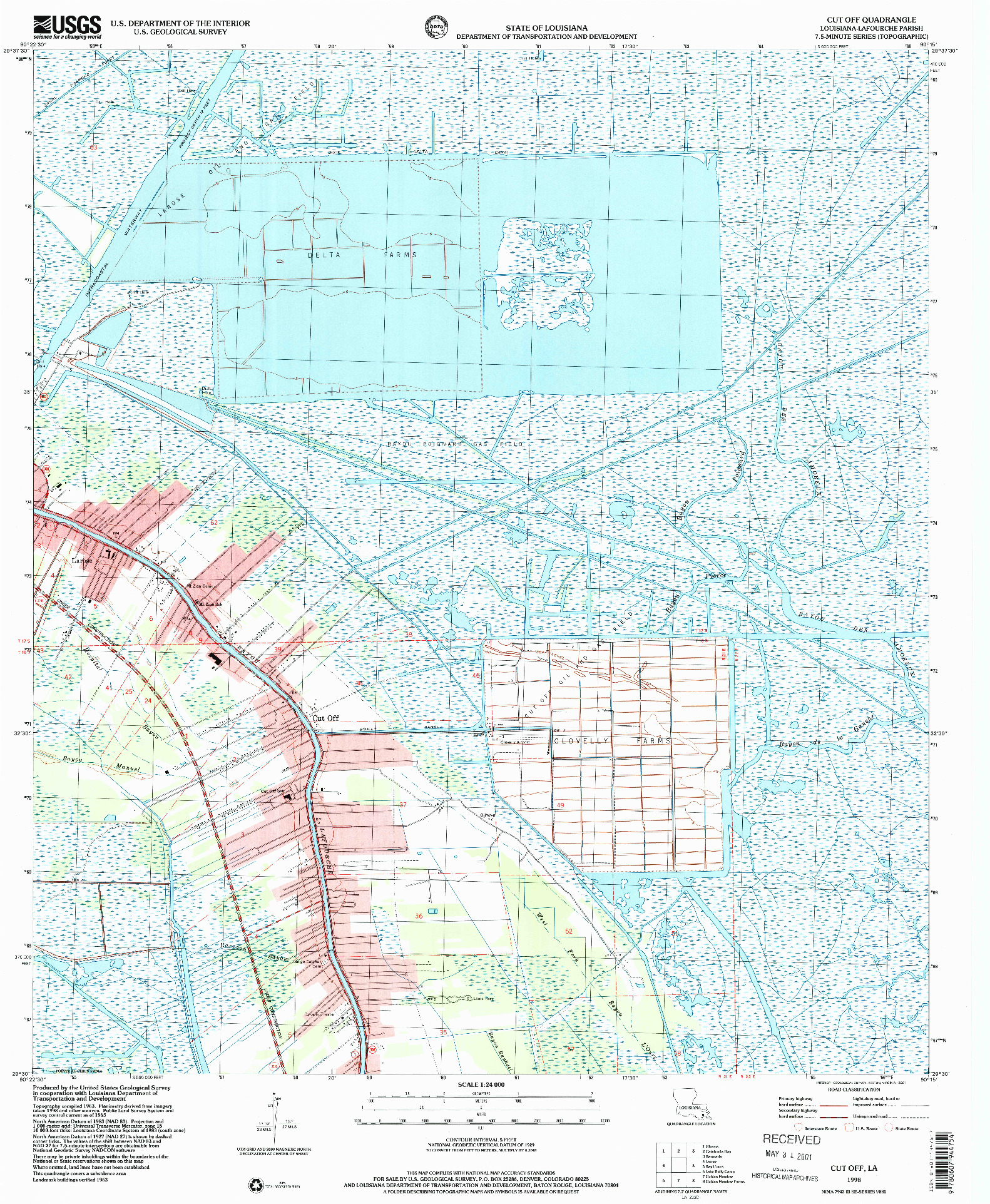 USGS 1:24000-SCALE QUADRANGLE FOR CUT OFF, LA 1998