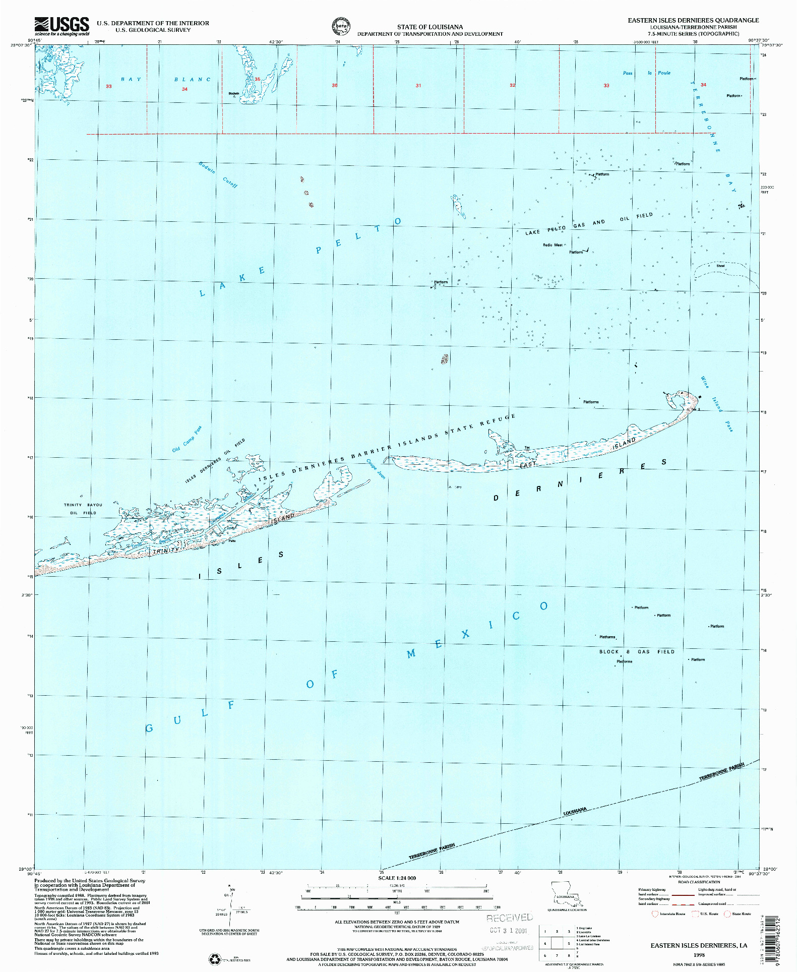 USGS 1:24000-SCALE QUADRANGLE FOR EASTERN ISLES DERNIERES, LA 1998