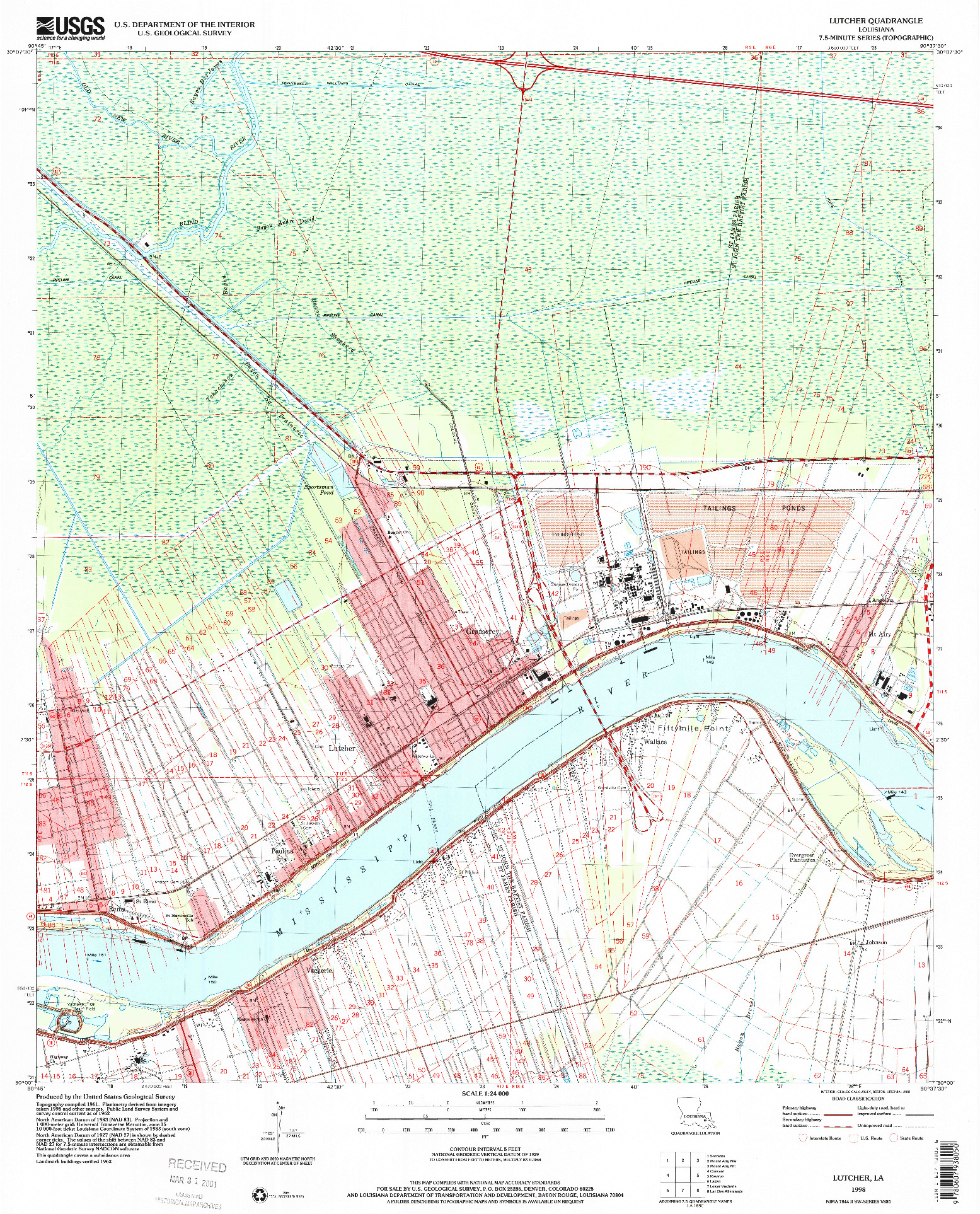 USGS 1:24000-SCALE QUADRANGLE FOR LUTCHER, LA 1998