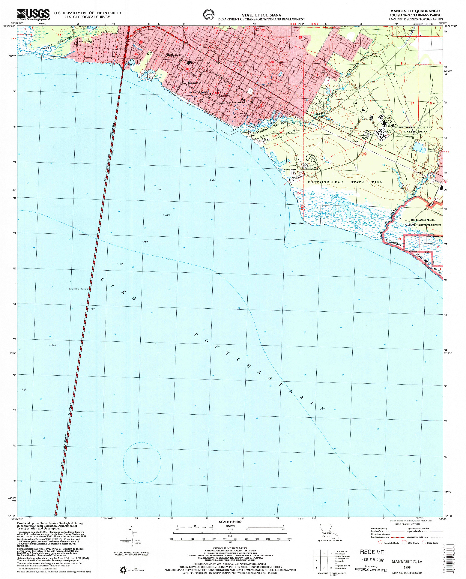 USGS 1:24000-SCALE QUADRANGLE FOR MANDEVILLE, LA 1998