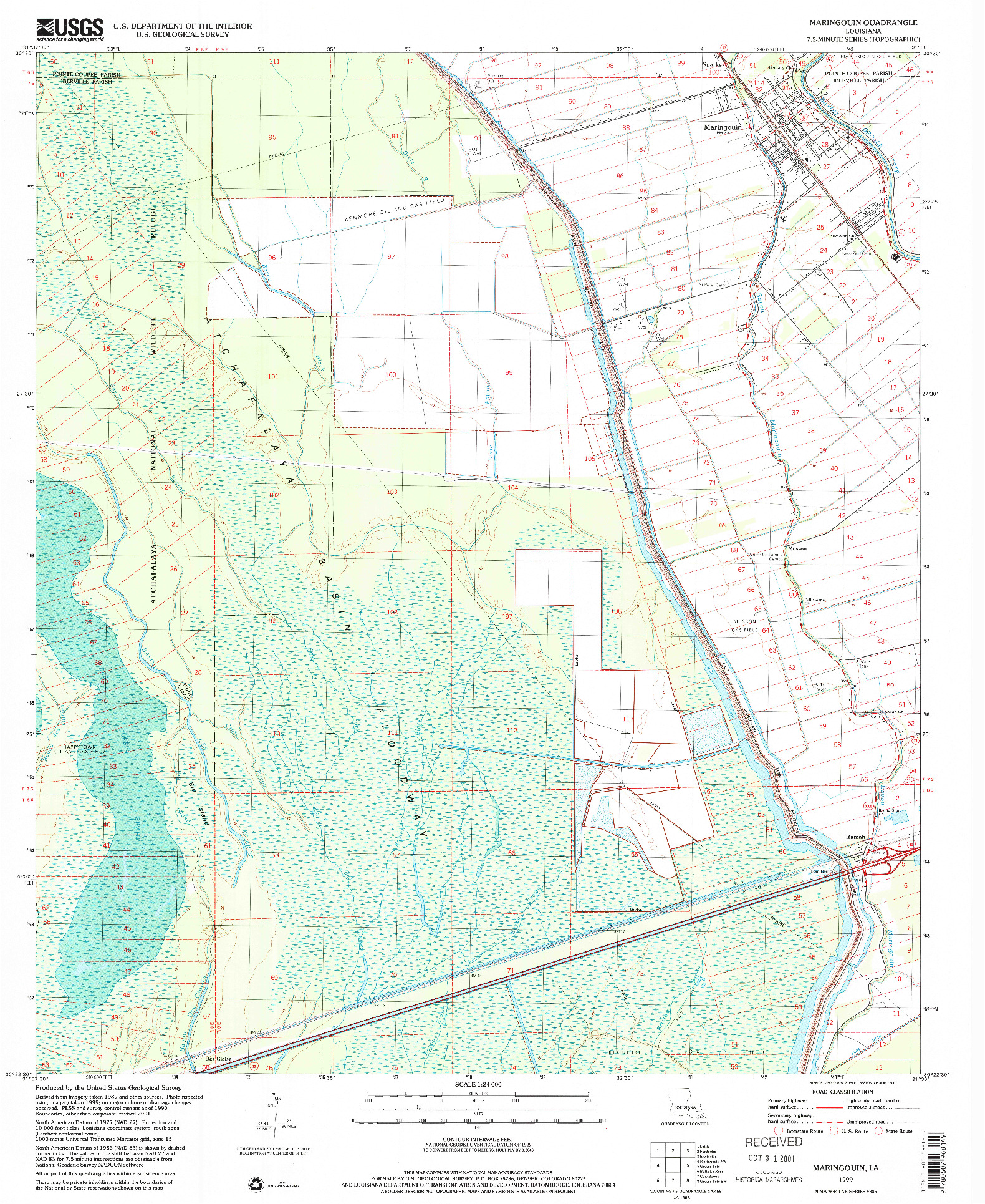 USGS 1:24000-SCALE QUADRANGLE FOR MARINGOUIN, LA 1999