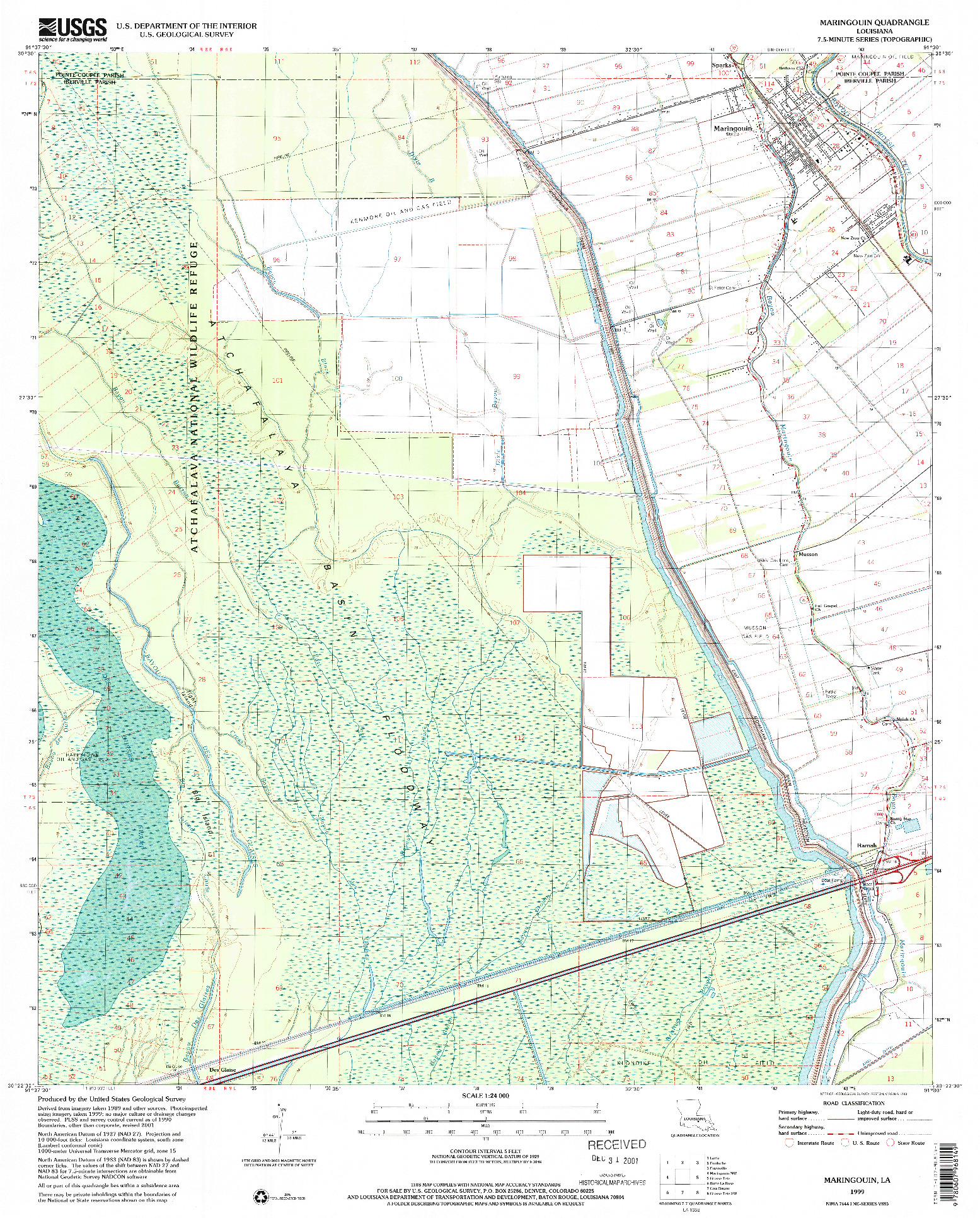USGS 1:24000-SCALE QUADRANGLE FOR MARINGOUIN, LA 1999