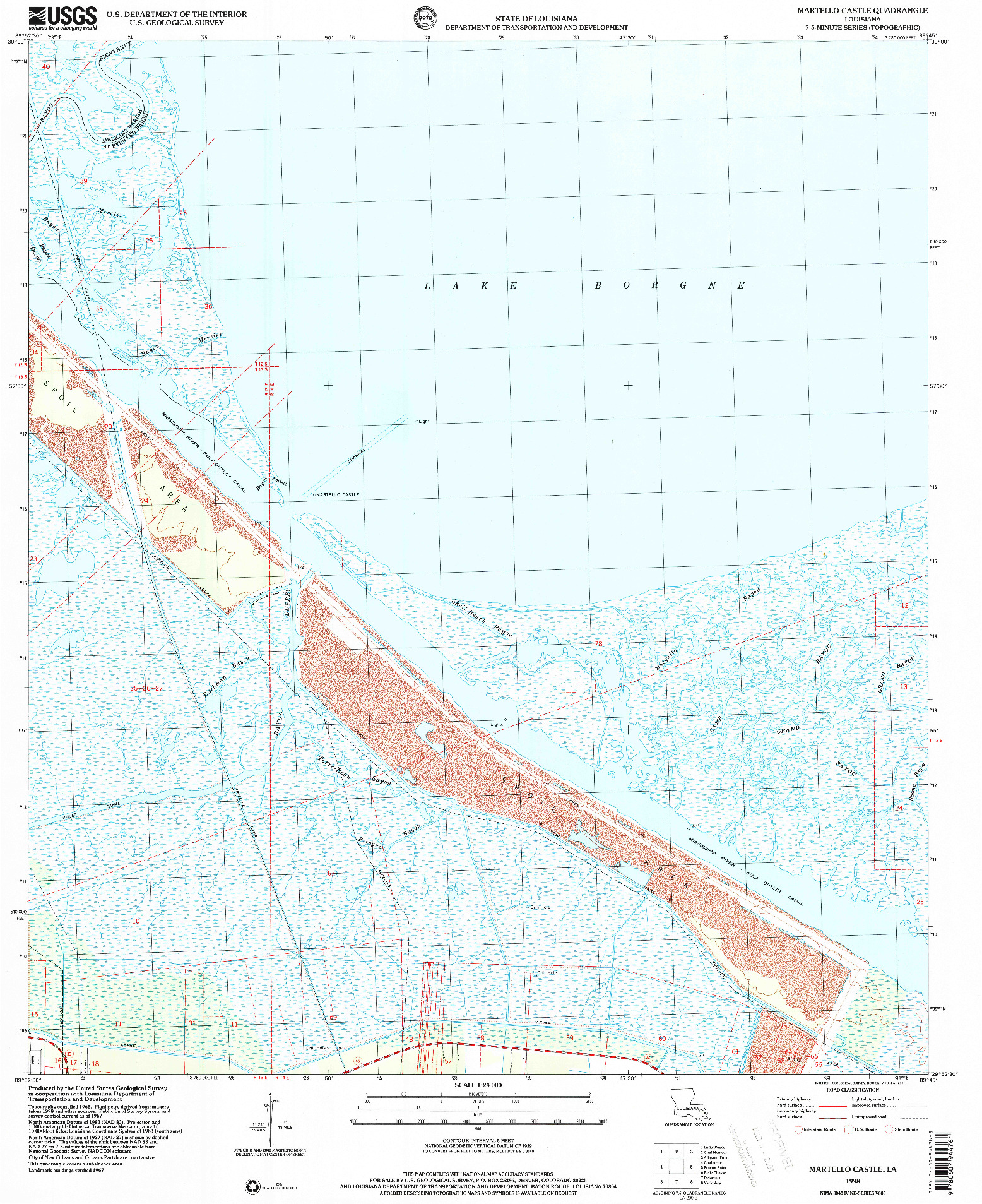USGS 1:24000-SCALE QUADRANGLE FOR MARTELLO CASTLE, LA 1998