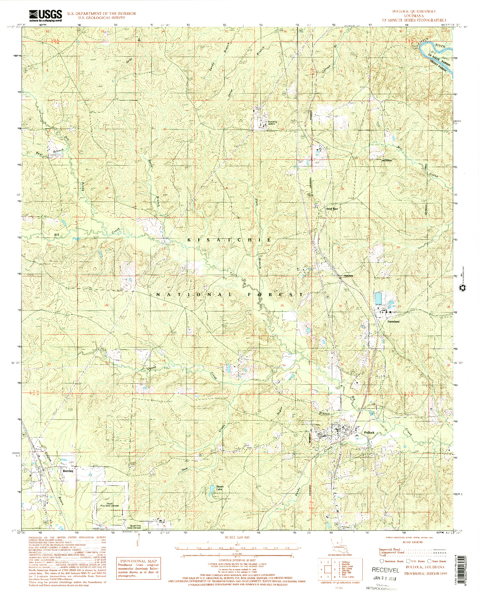 USGS 1:24000-SCALE QUADRANGLE FOR POLLOCK, LA 1999