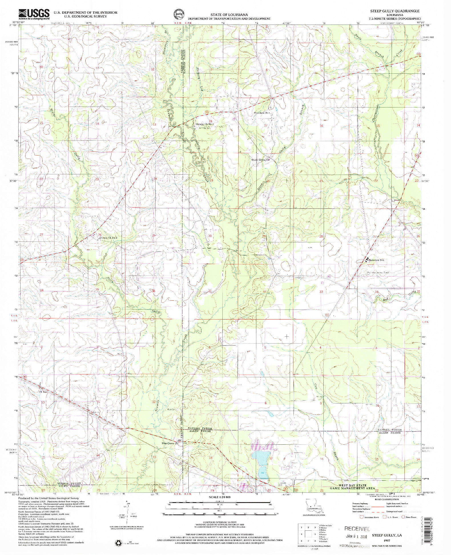 USGS 1:24000-SCALE QUADRANGLE FOR STEEP GULLY, LA 1997
