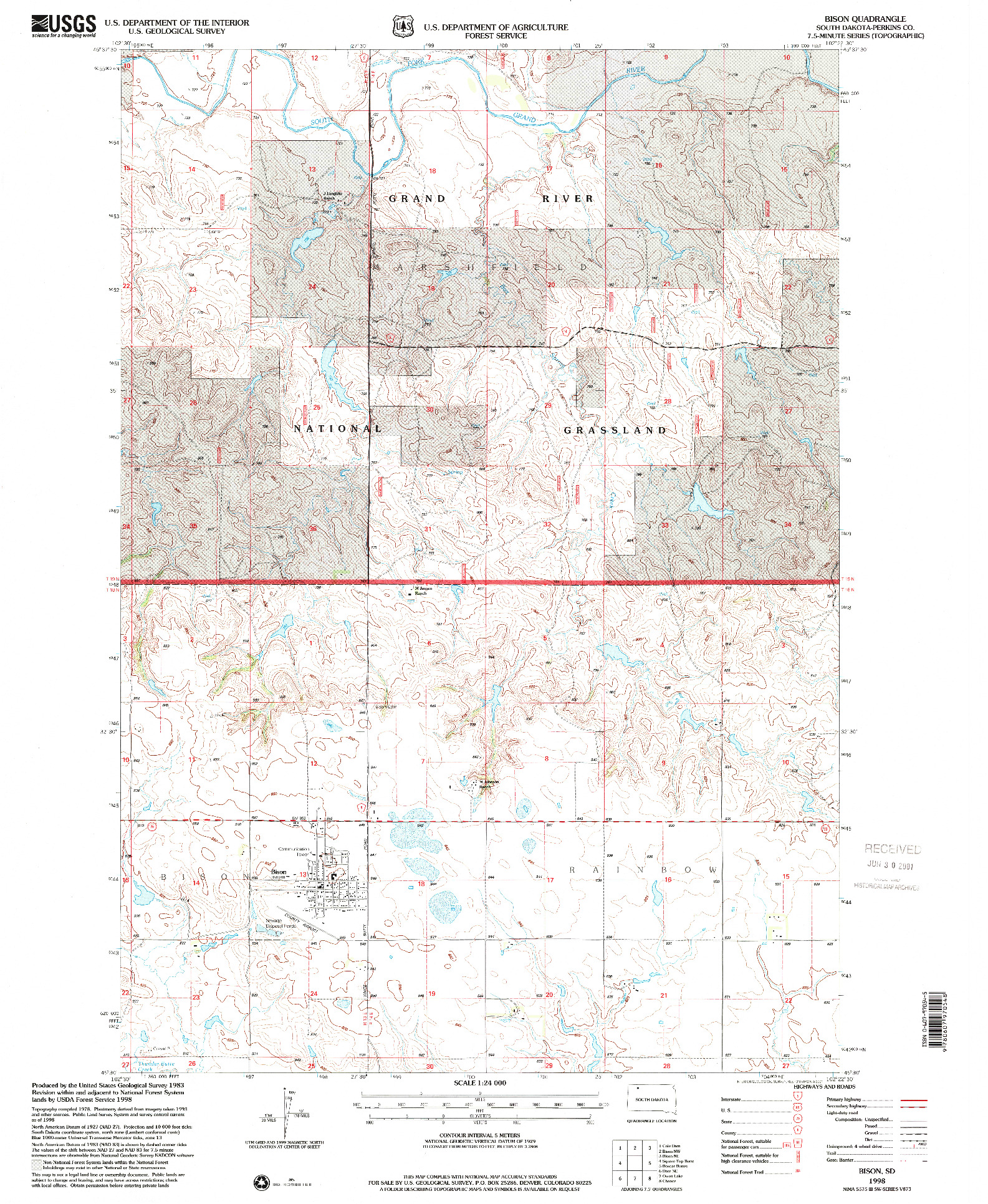 USGS 1:24000-SCALE QUADRANGLE FOR BISON, SD 1998
