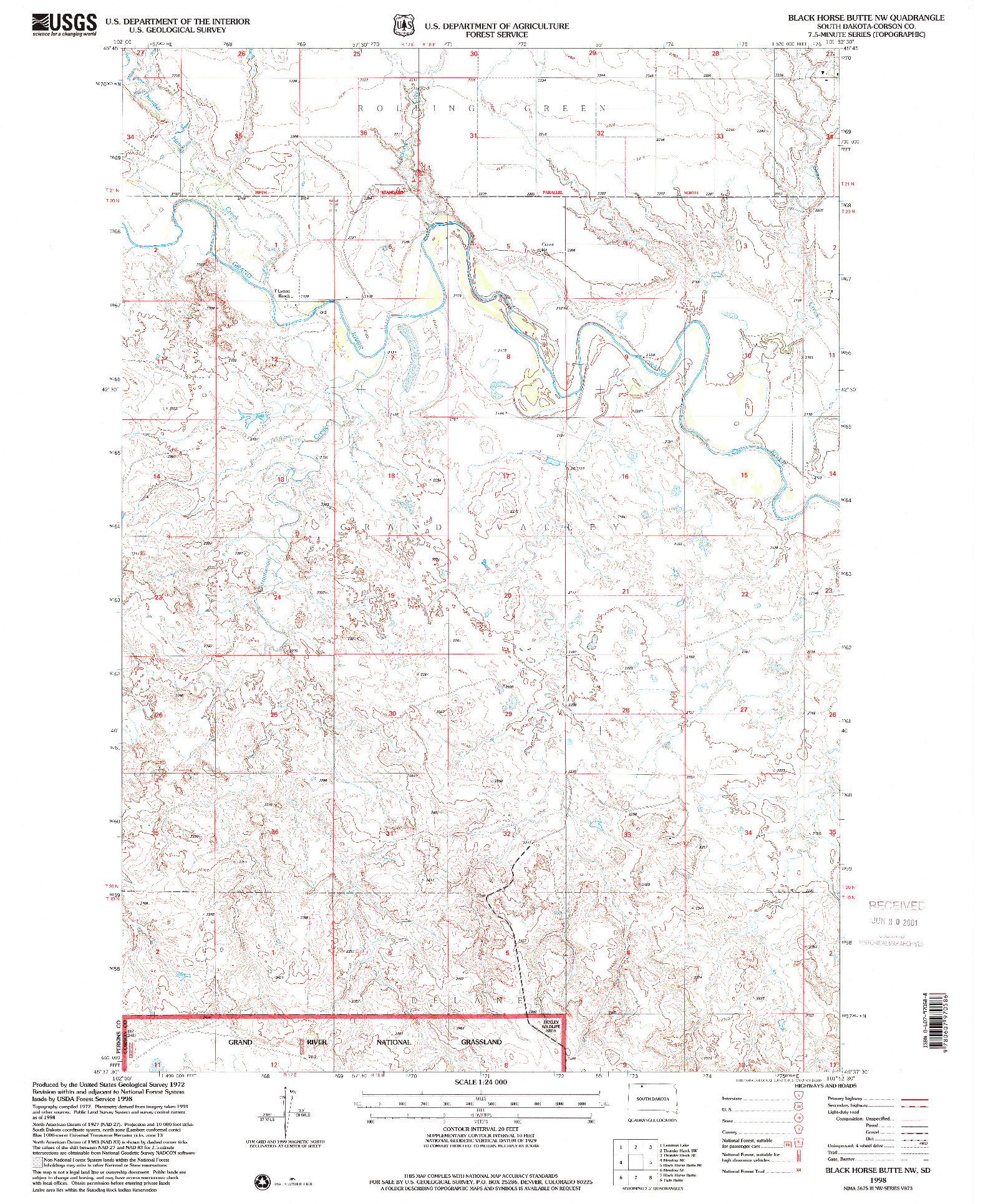 USGS 1:24000-SCALE QUADRANGLE FOR BLACK HORSE BUTTE NW, SD 1998