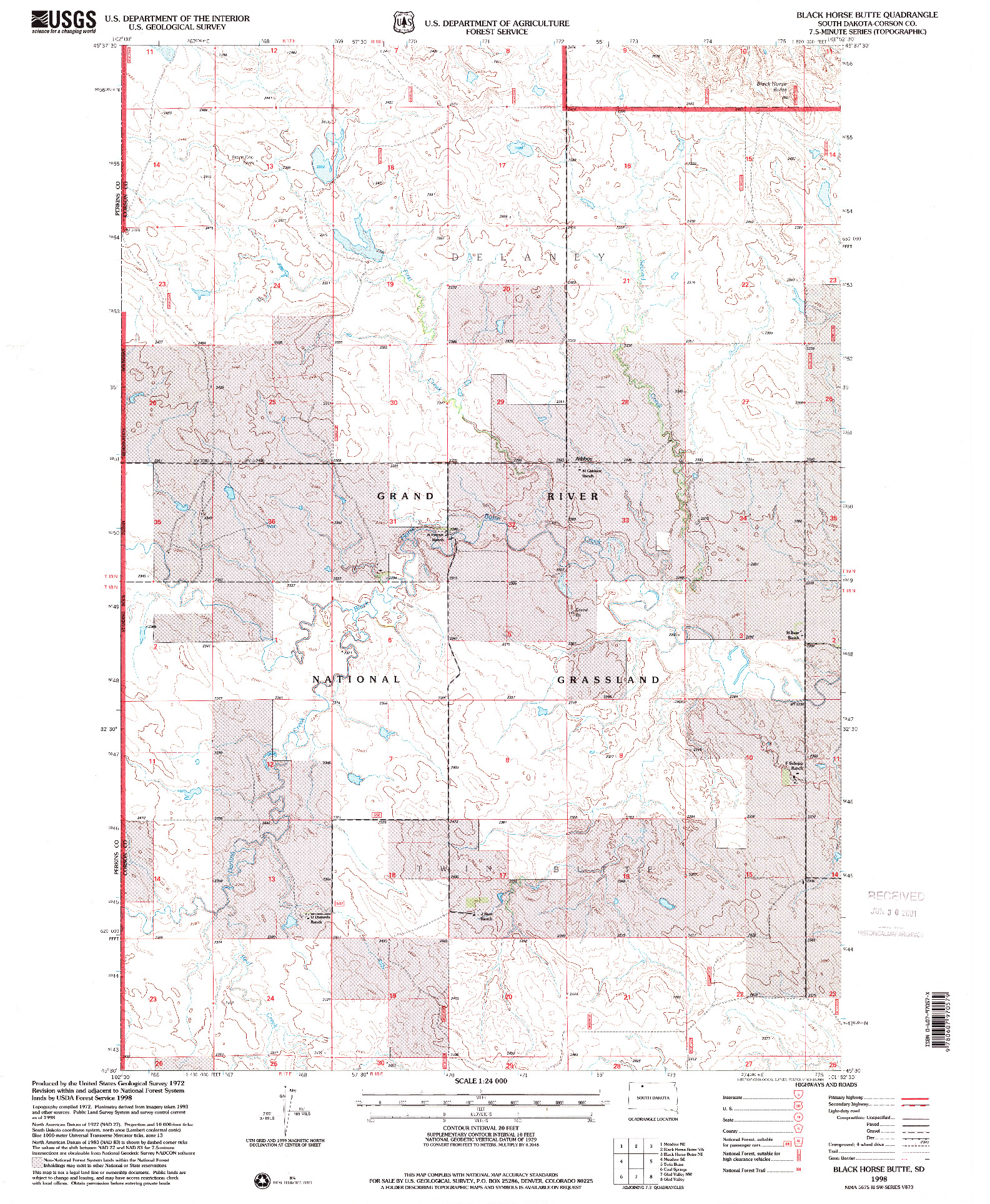 USGS 1:24000-SCALE QUADRANGLE FOR BLACK HORSE BUTTE, SD 1998