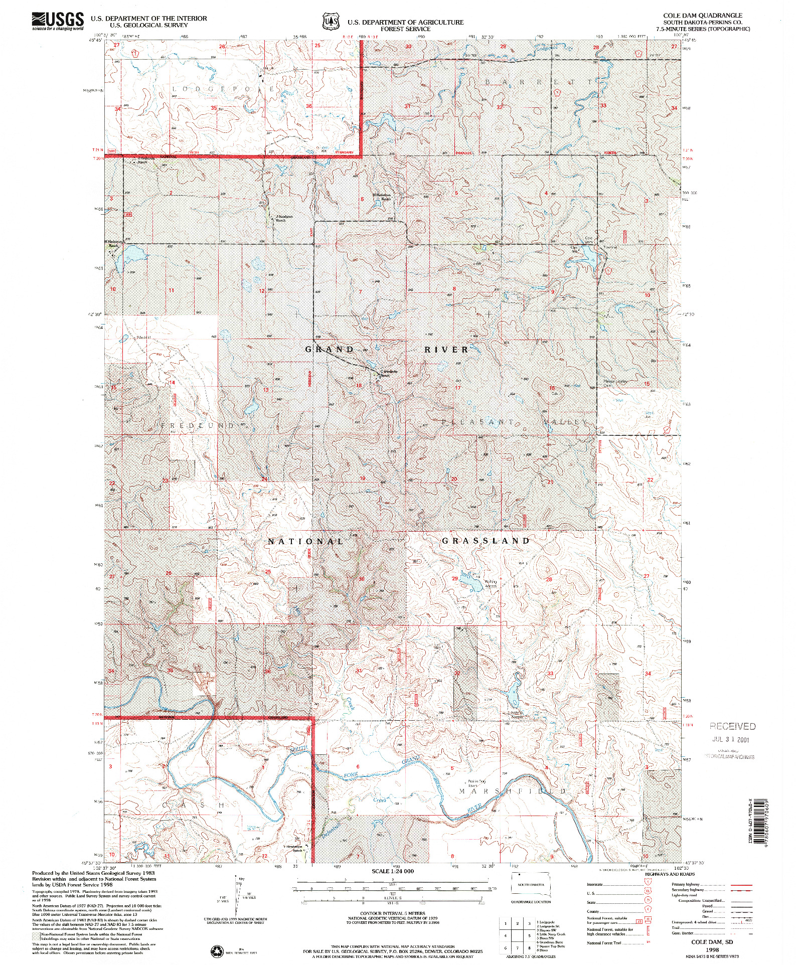 USGS 1:24000-SCALE QUADRANGLE FOR COLE DAM, SD 1998