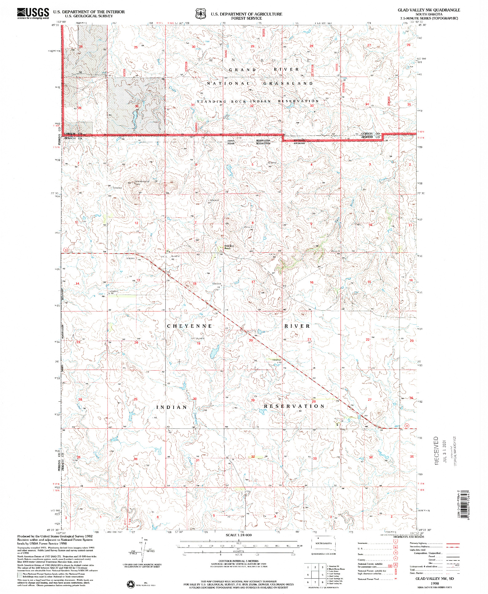 USGS 1:24000-SCALE QUADRANGLE FOR GLAD VALLEY NW, SD 1998