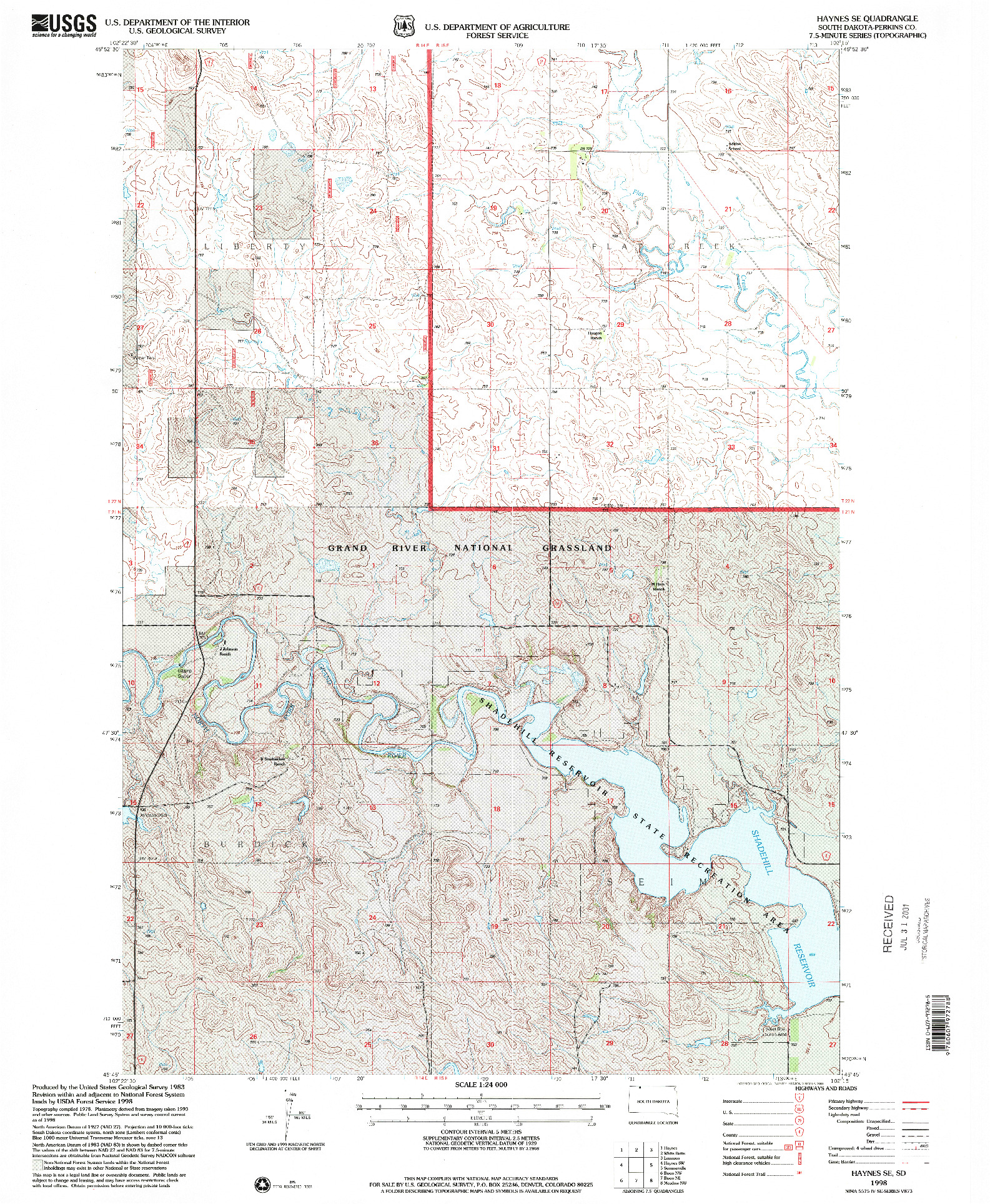 USGS 1:24000-SCALE QUADRANGLE FOR HAYNES SE, SD 1998