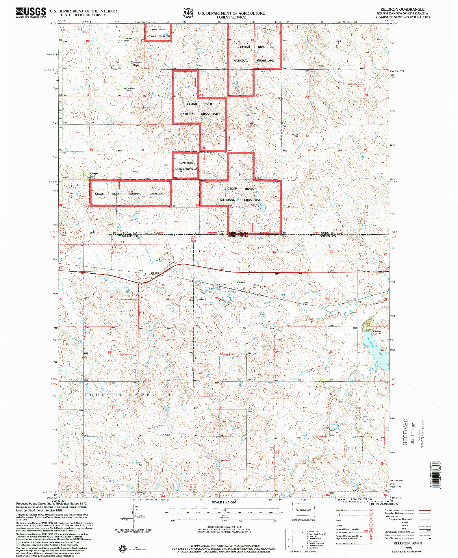 USGS 1:24000-SCALE QUADRANGLE FOR KELDRON, SD 1998