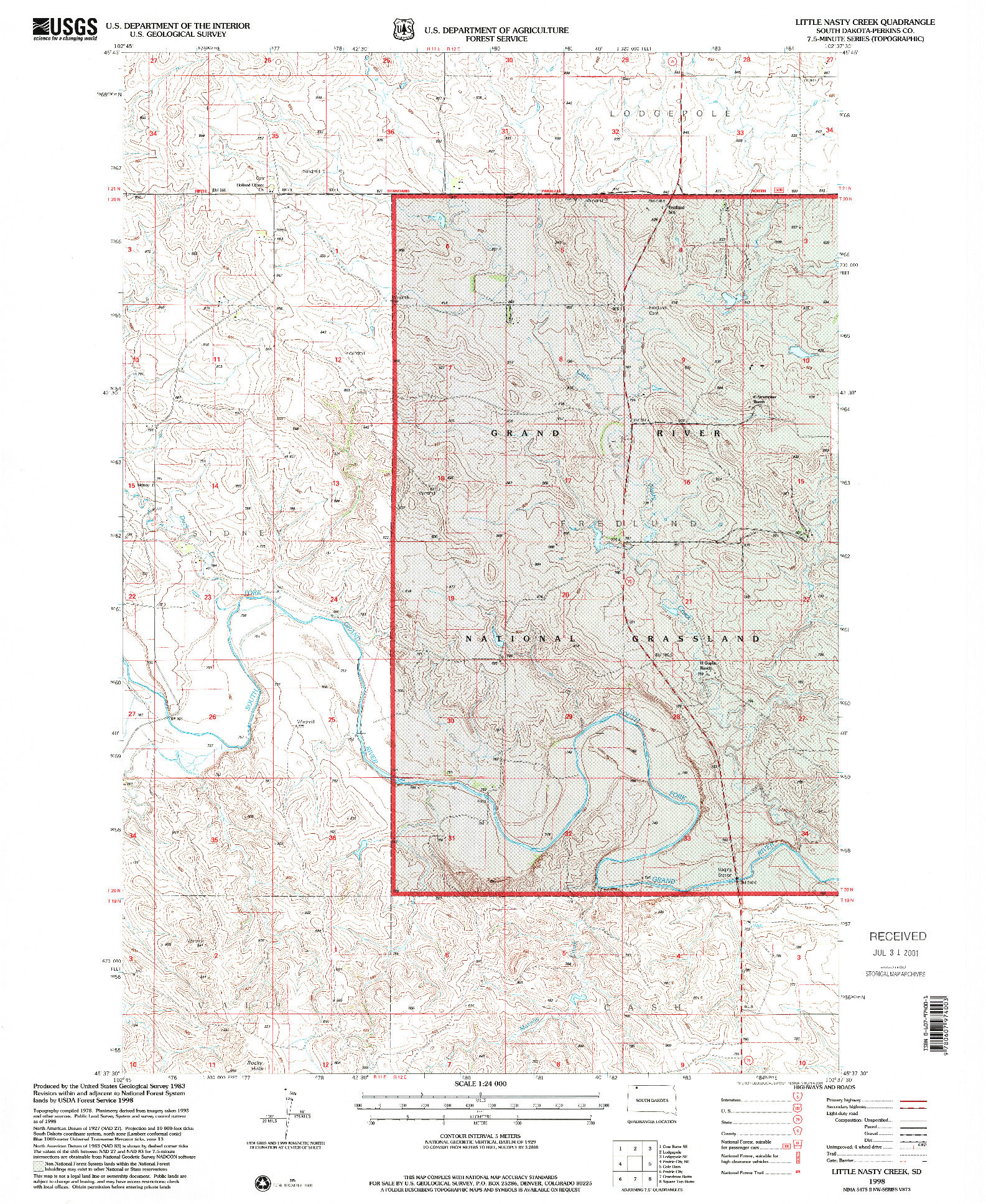 USGS 1:24000-SCALE QUADRANGLE FOR LITTLE NASTY CREEK, SD 1998