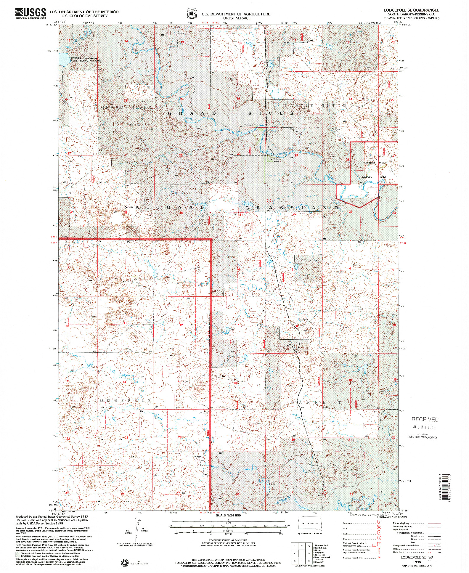 USGS 1:24000-SCALE QUADRANGLE FOR LODGEPOLE SE, SD 1998