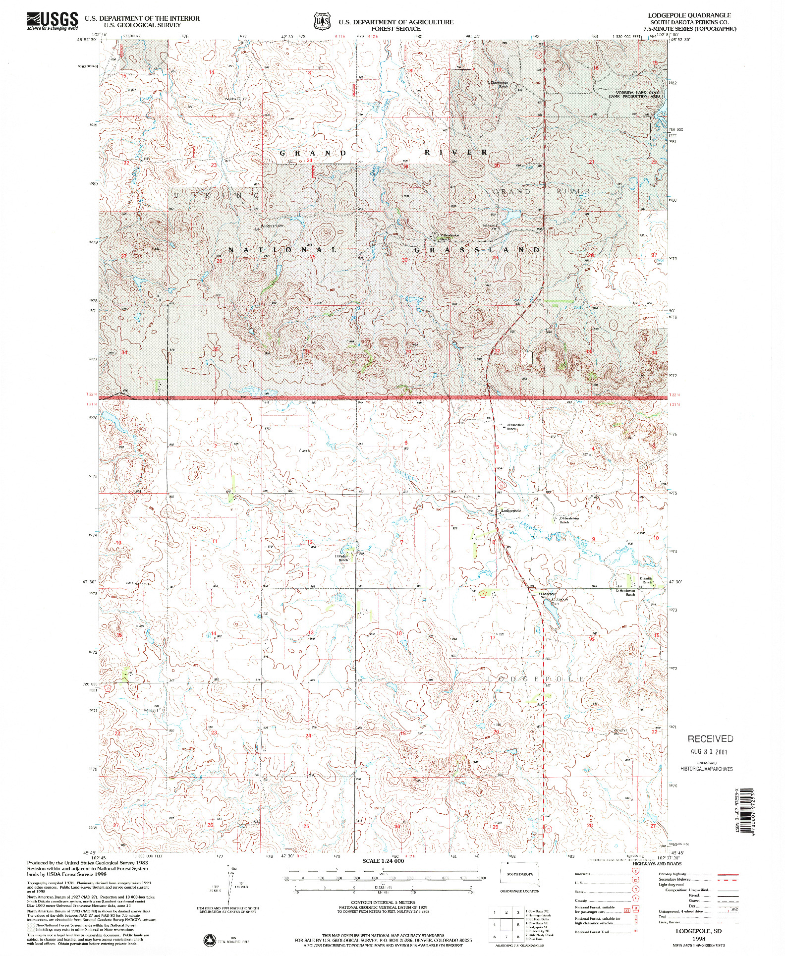 USGS 1:24000-SCALE QUADRANGLE FOR LODGEPOLE, SD 1998