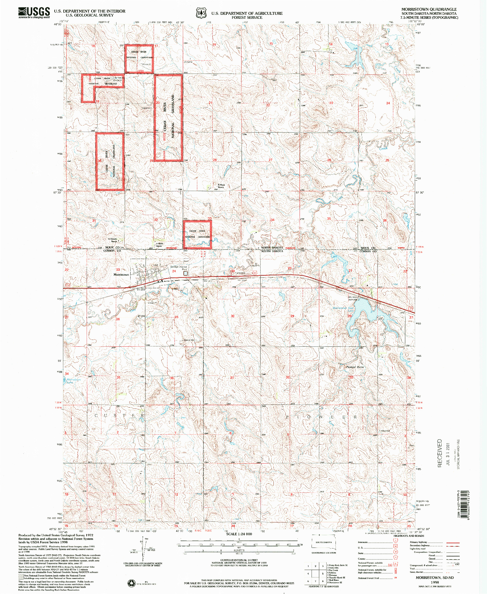 USGS 1:24000-SCALE QUADRANGLE FOR MORRISTOWN, SD 1998