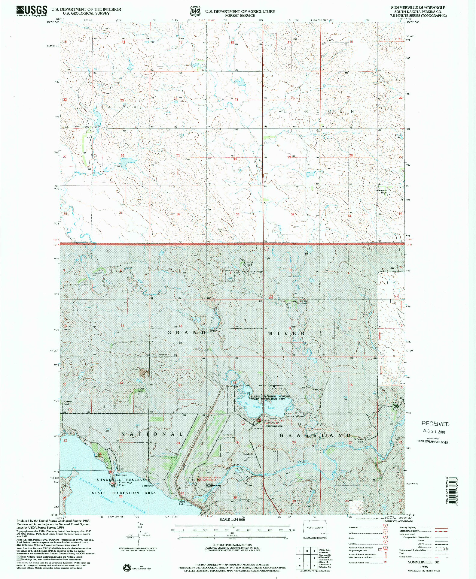 USGS 1:24000-SCALE QUADRANGLE FOR SUMMERVILLE, SD 1998