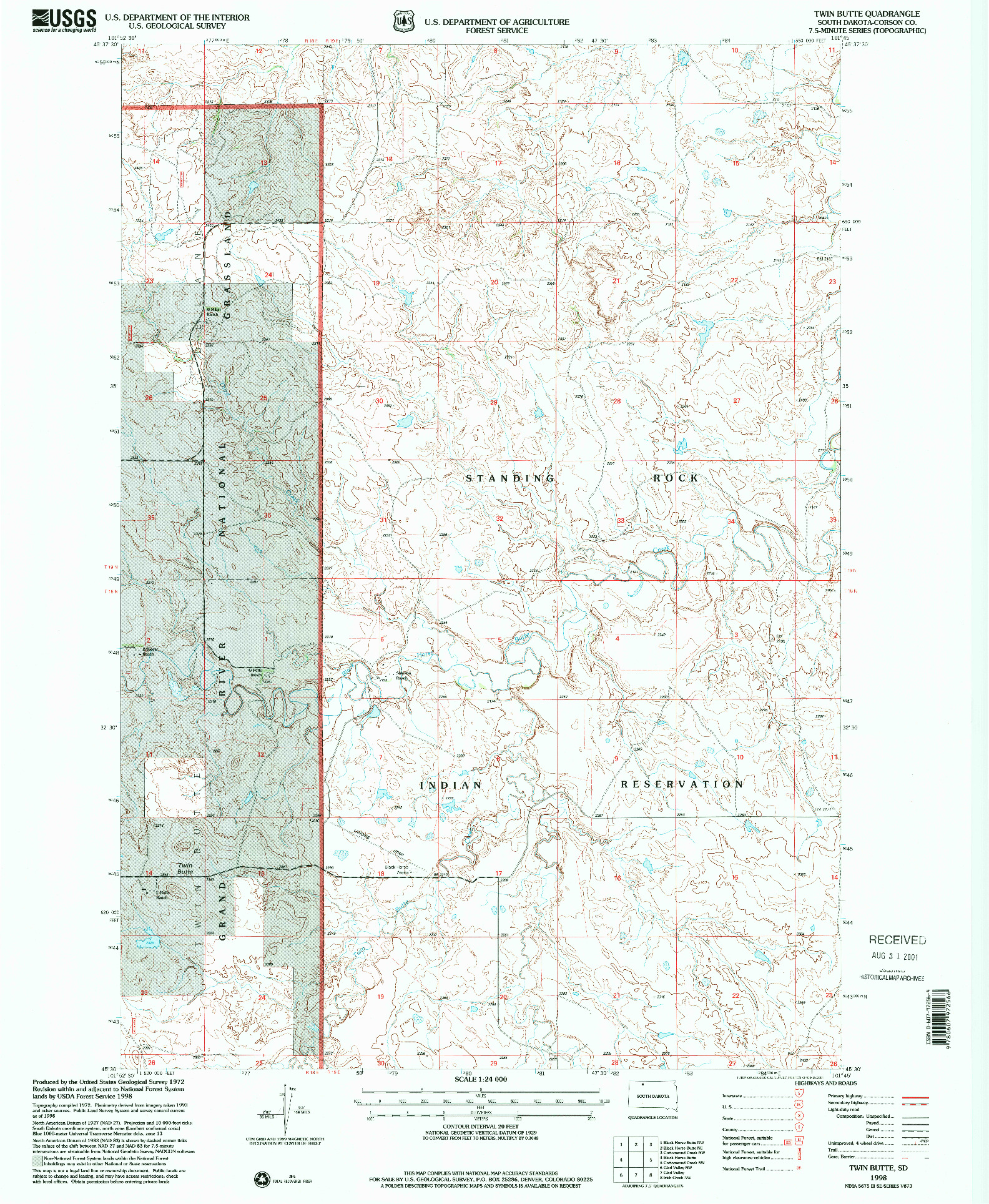 USGS 1:24000-SCALE QUADRANGLE FOR TWIN BUTTE, SD 1998