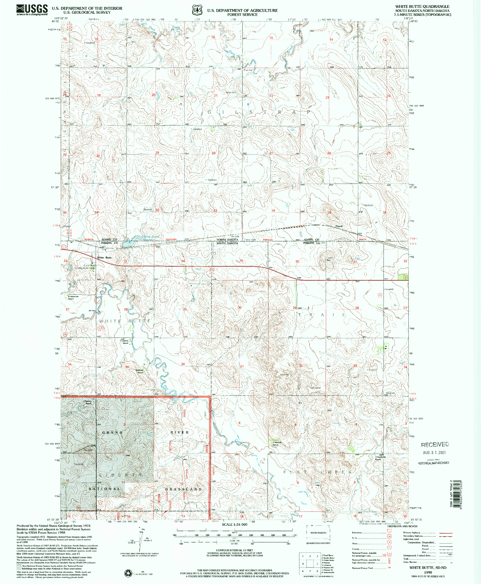 USGS 1:24000-SCALE QUADRANGLE FOR WHITE BUTTE, SD 1998