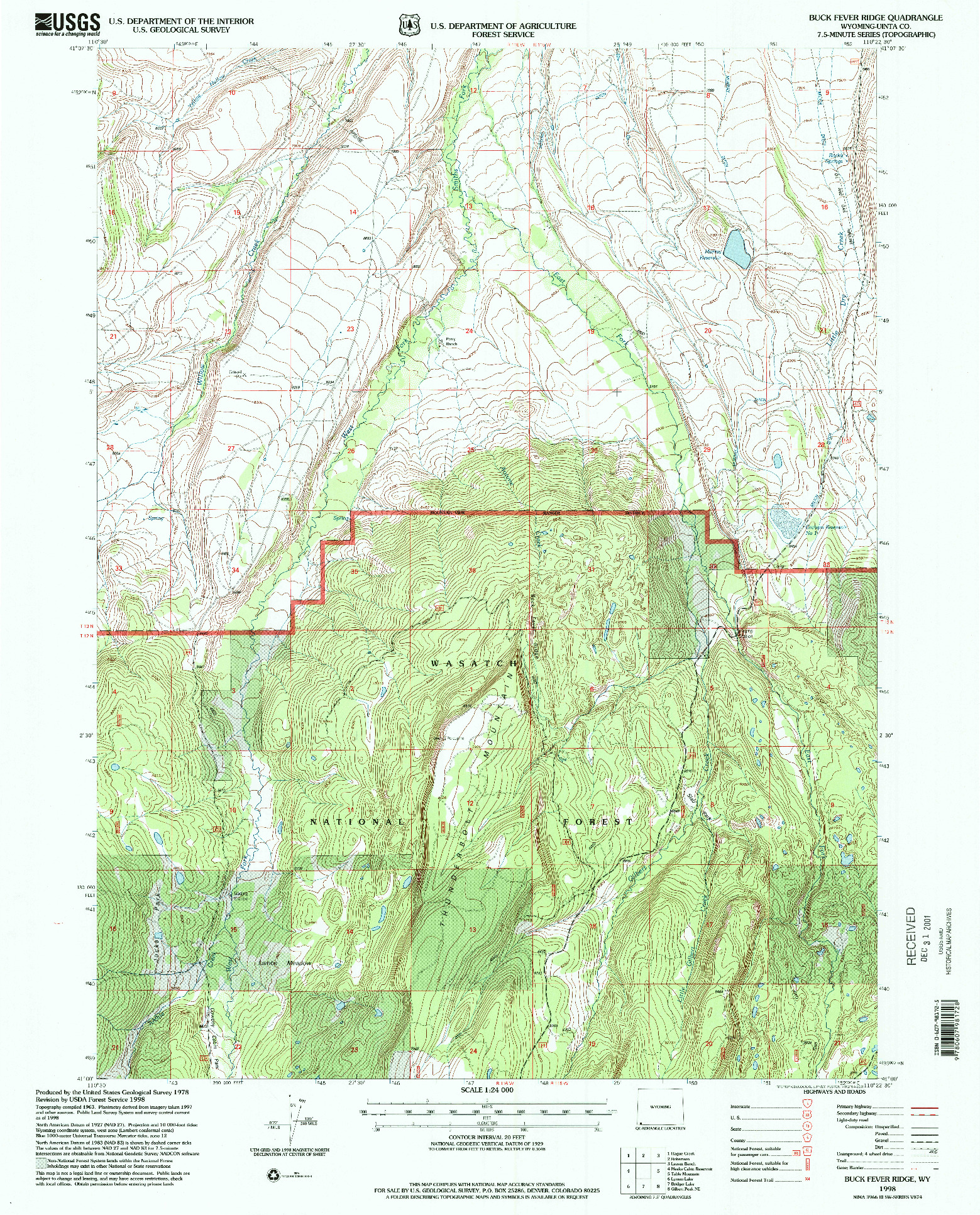 USGS 1:24000-SCALE QUADRANGLE FOR BUCK FEVER RIDGE, WY 1998