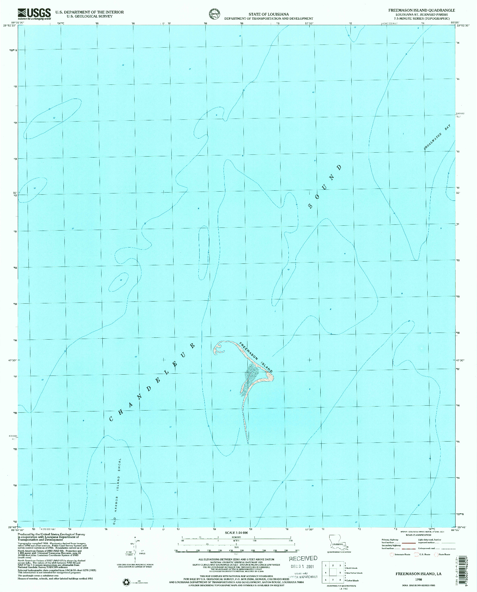 USGS 1:24000-SCALE QUADRANGLE FOR FREEMASON ISLAND, LA 1998