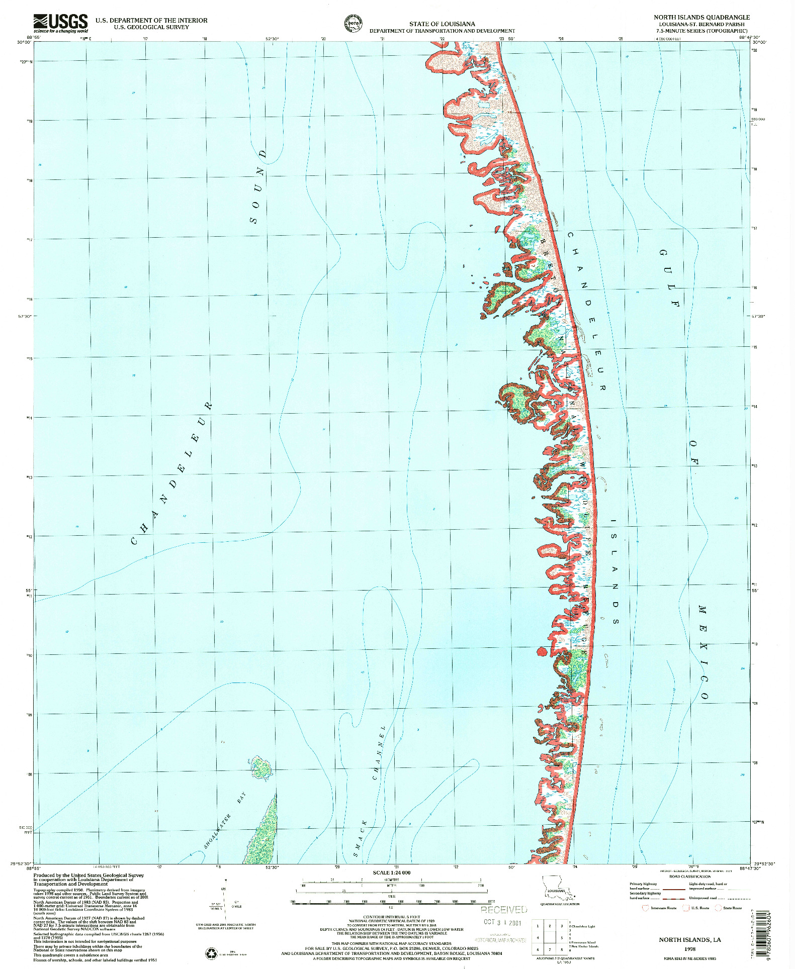 USGS 1:24000-SCALE QUADRANGLE FOR NORTH ISLANDS, LA 1998