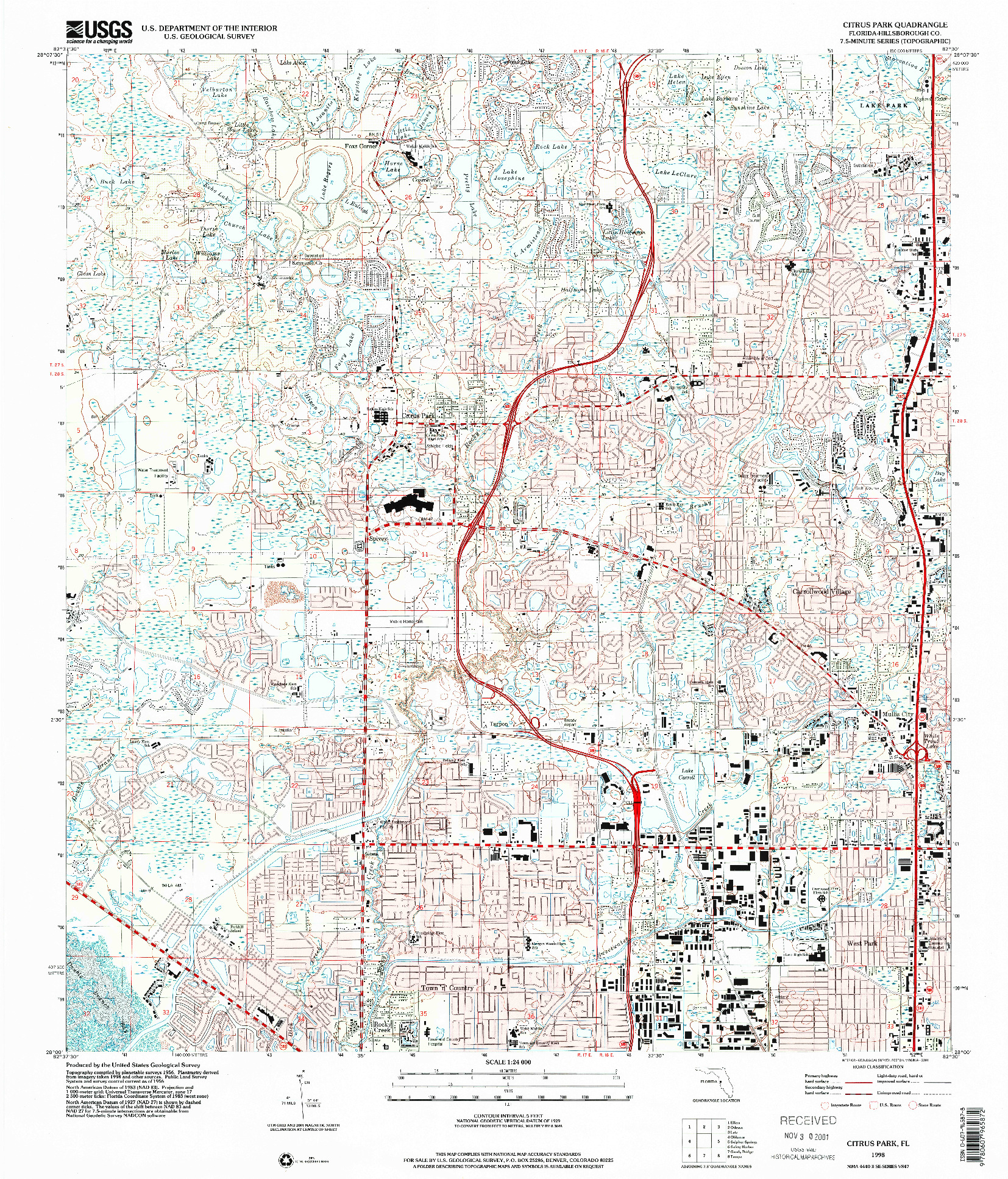 USGS 1:24000-SCALE QUADRANGLE FOR CITRUS PARK, FL 1998