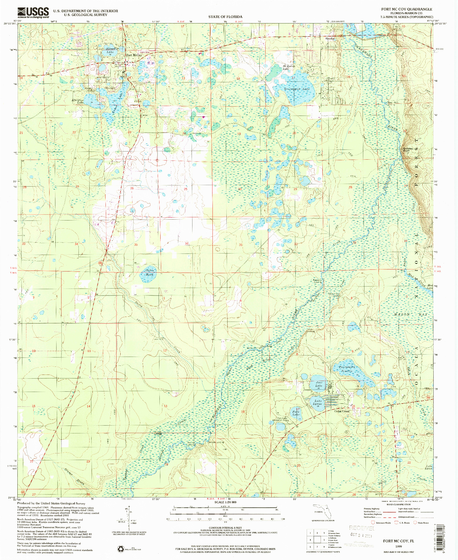 USGS 1:24000-SCALE QUADRANGLE FOR FORT MC COY, FL 1999