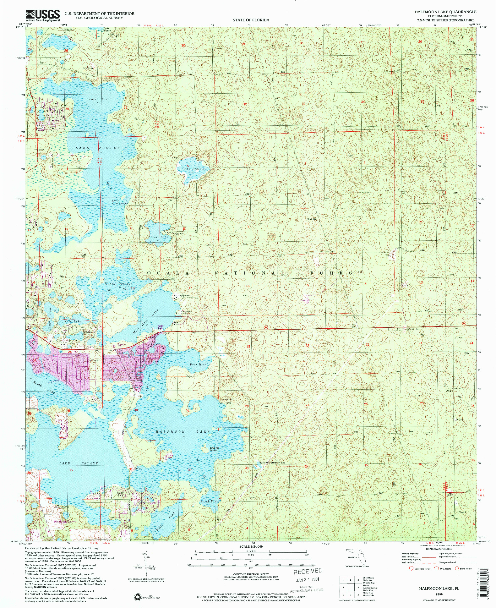 USGS 1:24000-SCALE QUADRANGLE FOR HALFMOON LAKE, FL 1999
