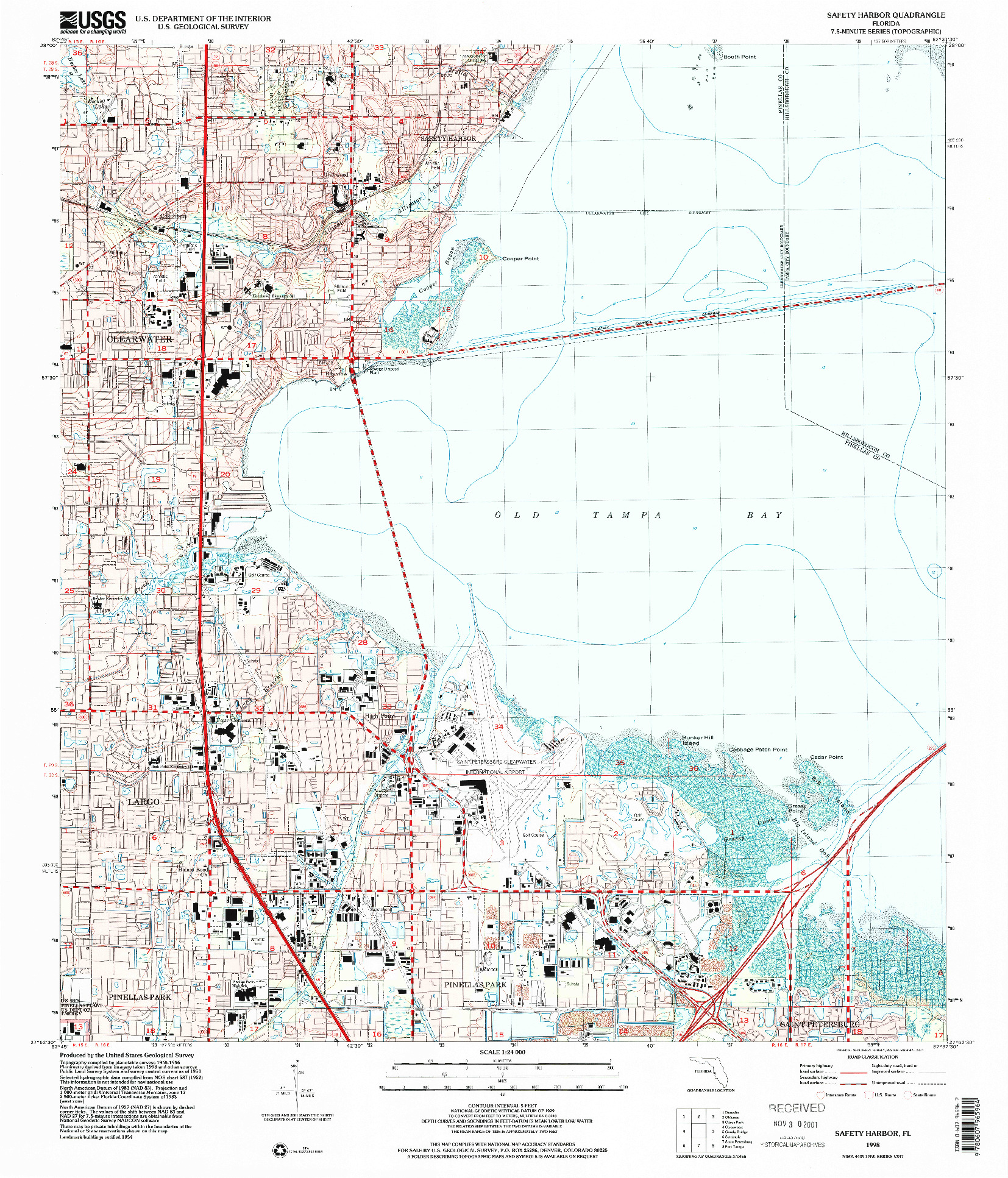 USGS 1:24000-SCALE QUADRANGLE FOR SAFETY HARBOR, FL 1998