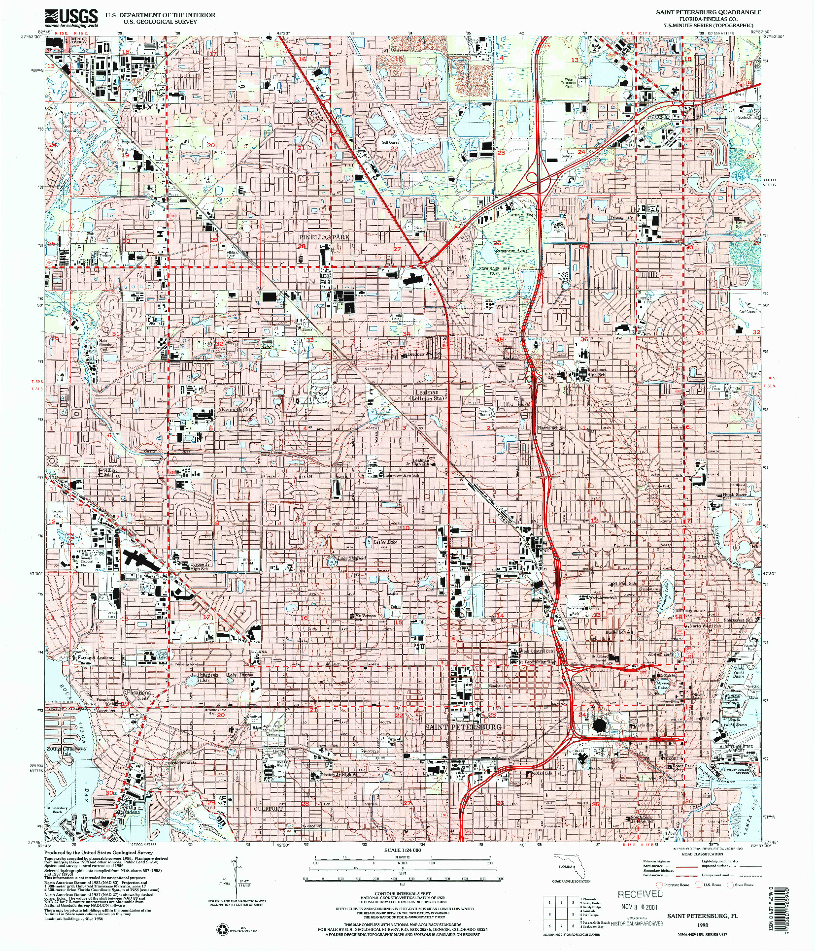 USGS 1:24000-SCALE QUADRANGLE FOR SAINT PETERSBURG, FL 1998