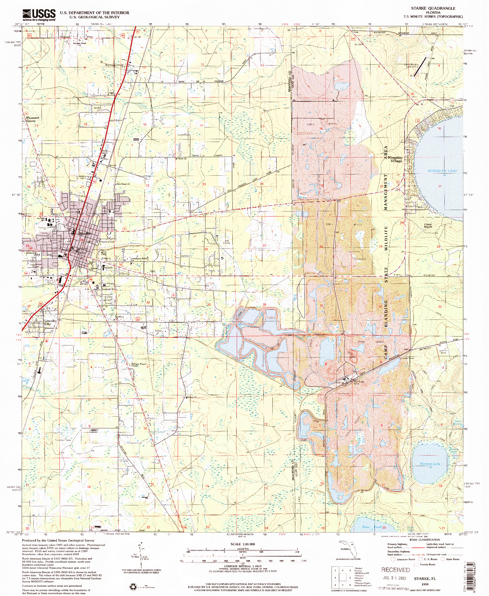 USGS 1:24000-SCALE QUADRANGLE FOR STARKE, FL 1999