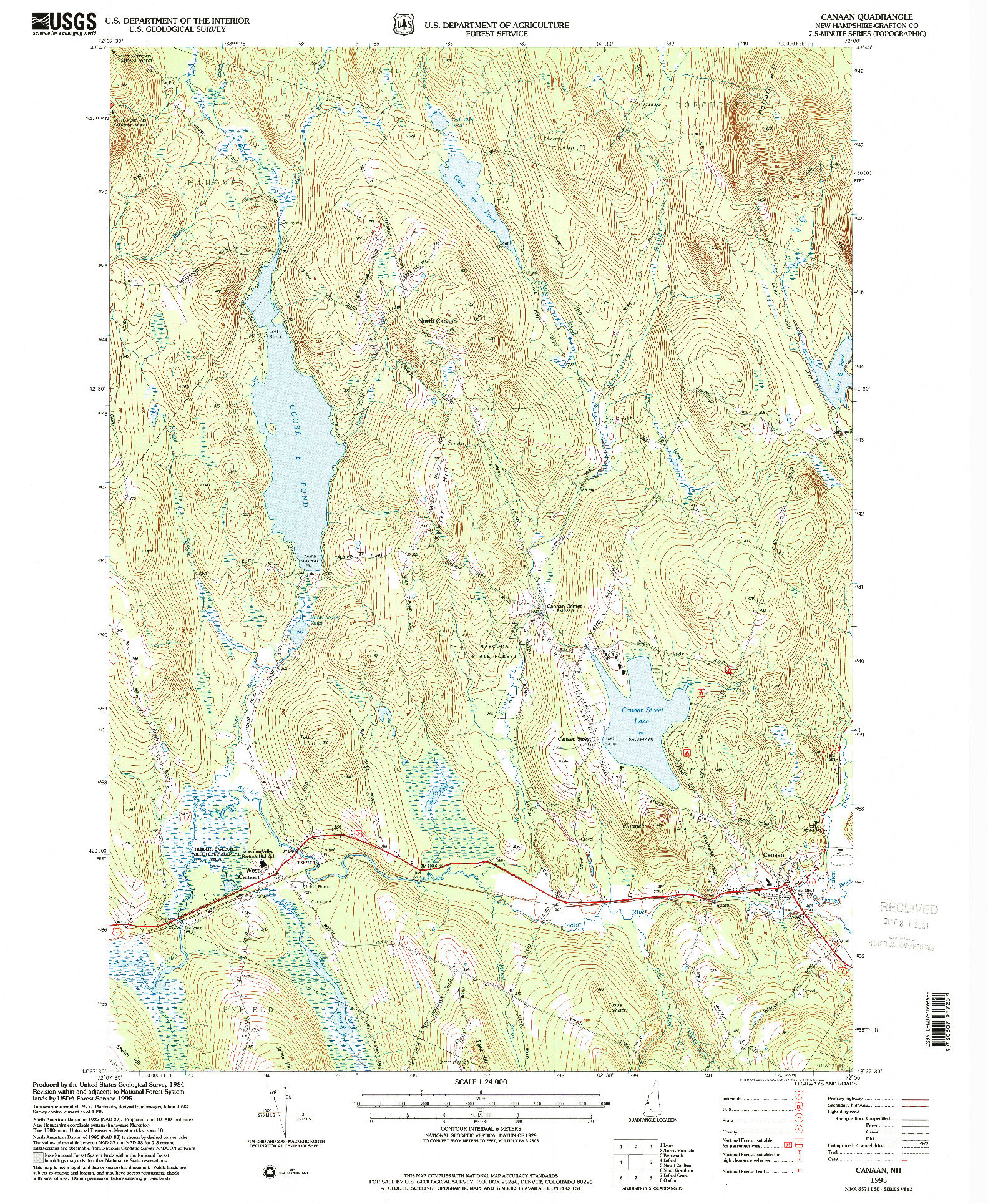 USGS 1:24000-SCALE QUADRANGLE FOR CANAAN, NH 1995